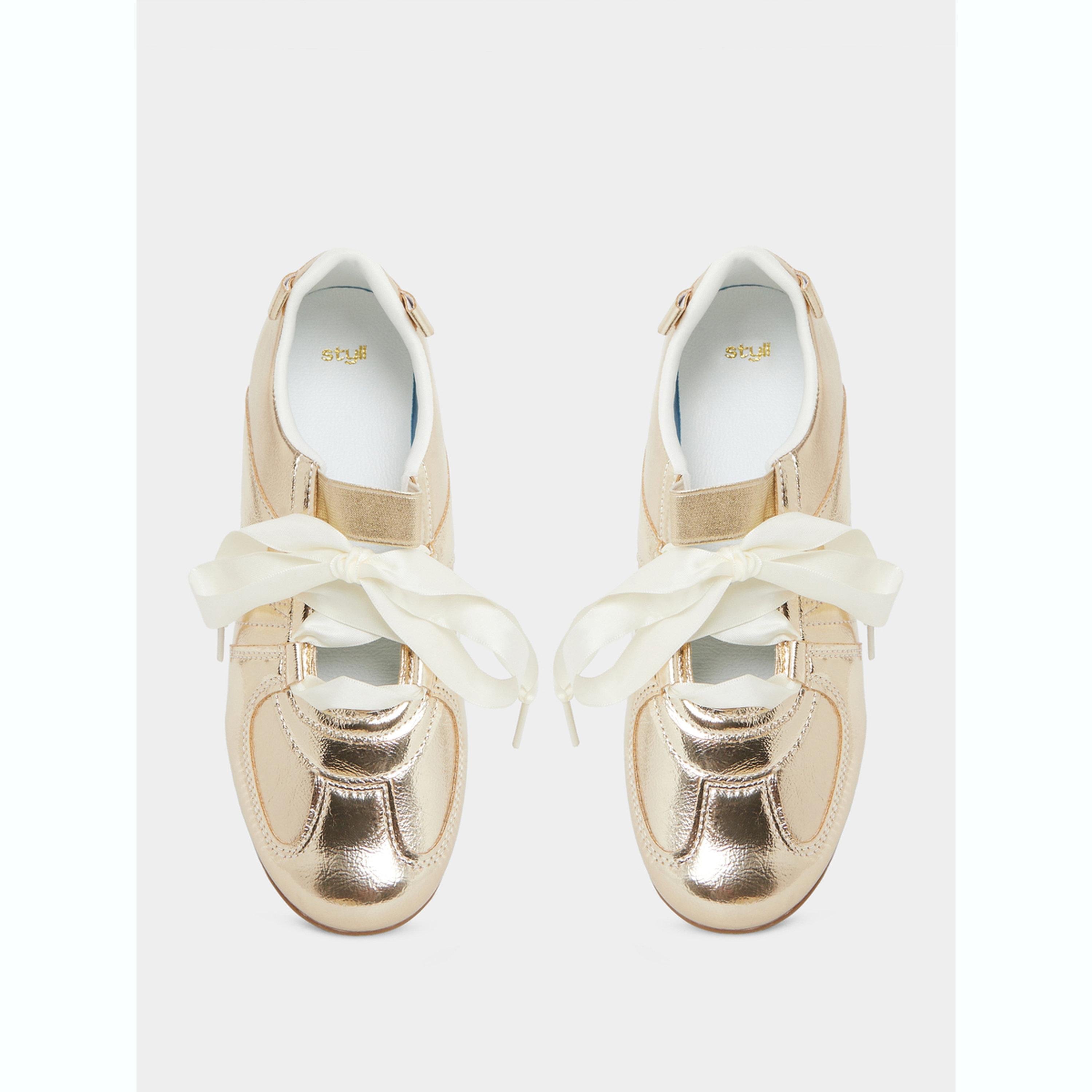 Styli Metallic Look Ribbon Trim Sneakers-women-shoes-sneakers-image-3