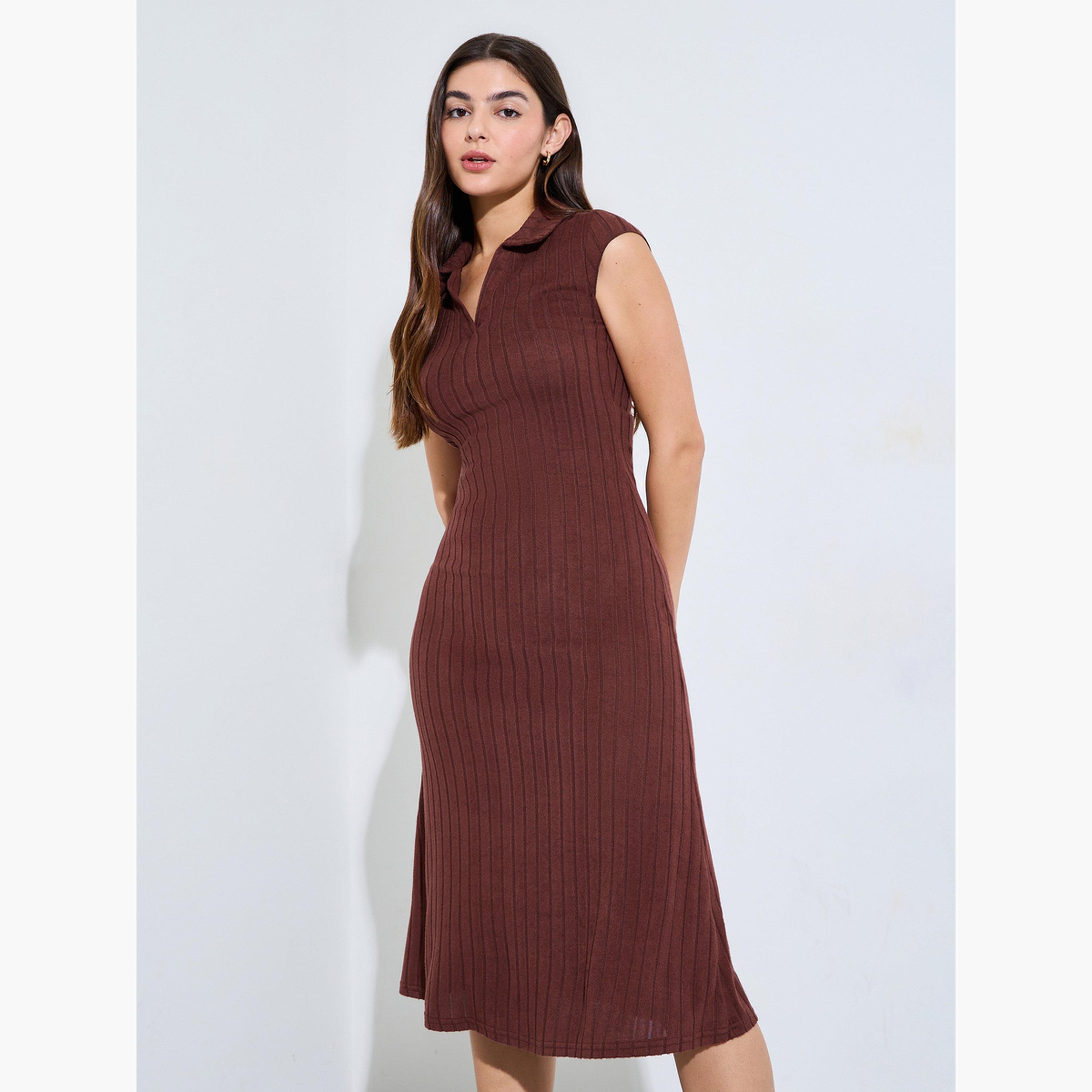 فستان ميدي غمد مضلع-women-clothing-dresses-image-1