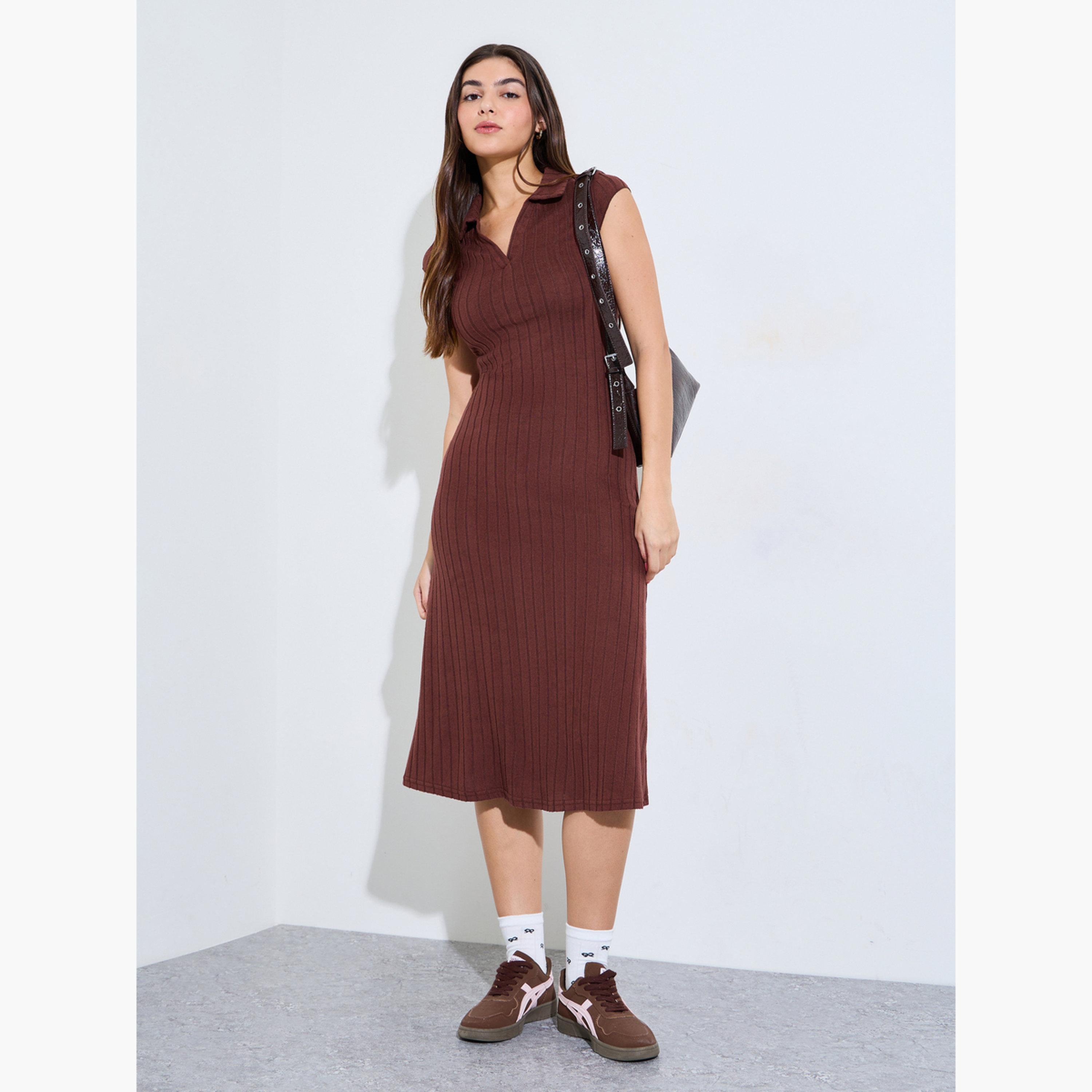 فستان ميدي غمد مضلع-women-clothing-dresses-image-2
