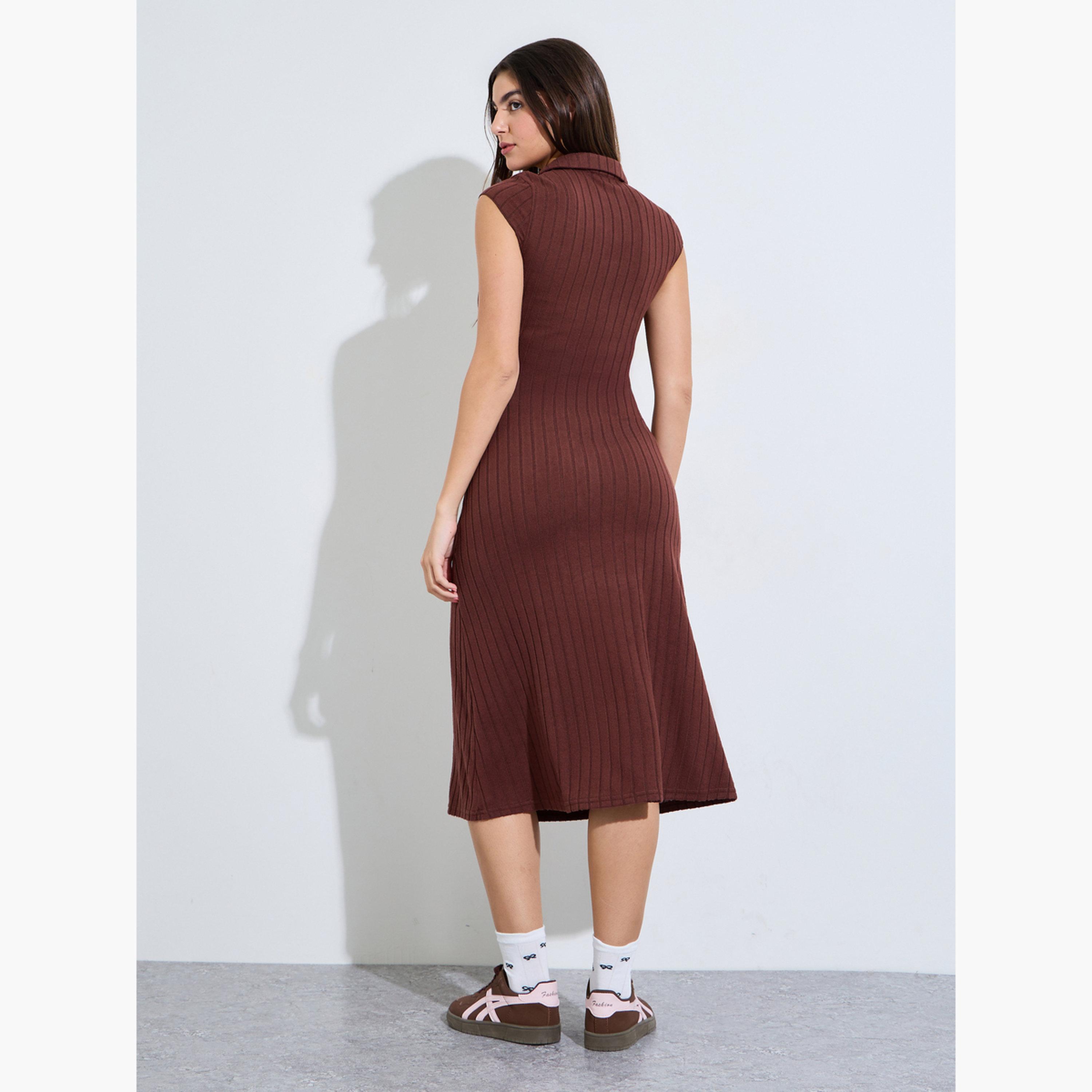 فستان ميدي غمد مضلع-women-clothing-dresses-image-4