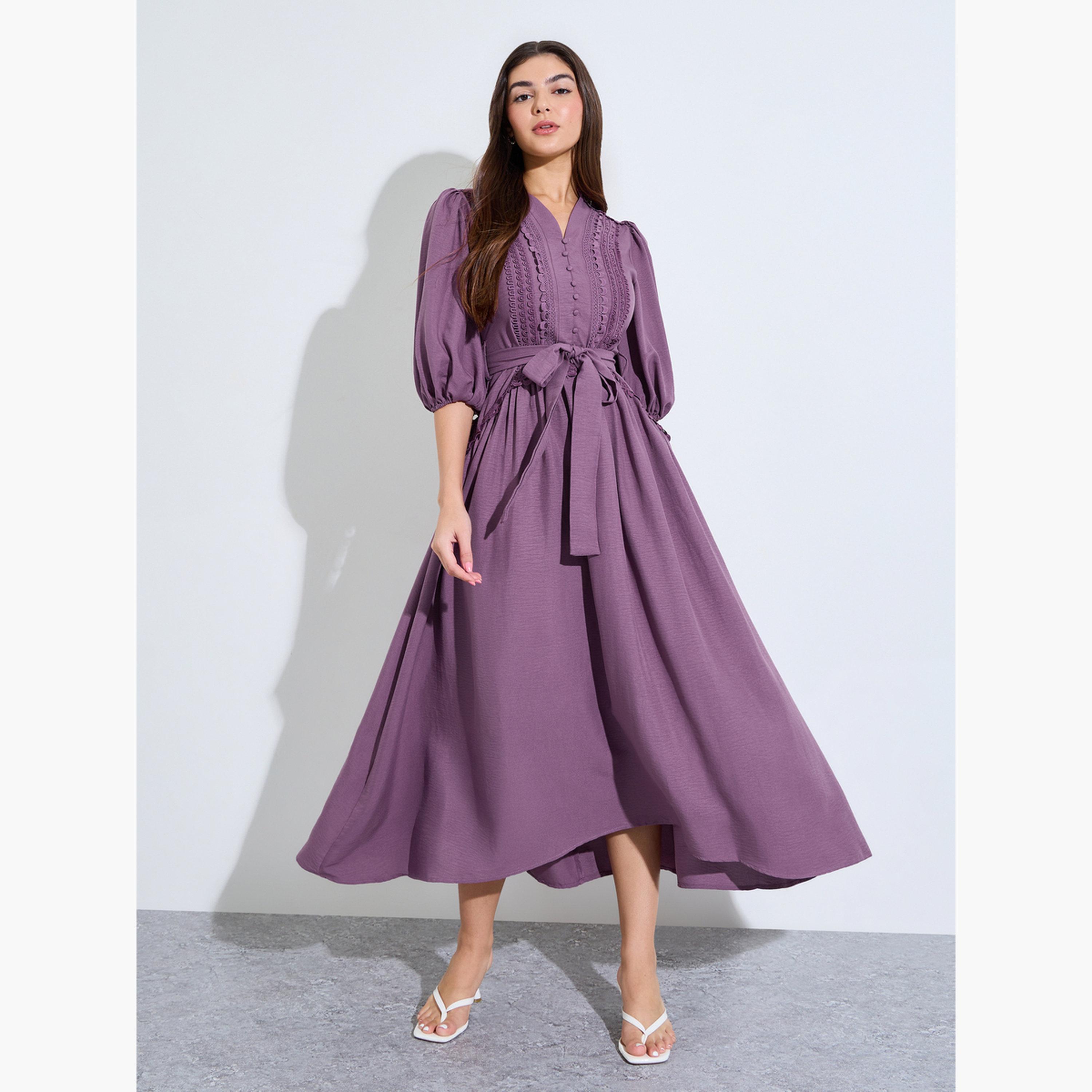 Styli Purple Lace Trim A-Line Maxi Dress-women-clothing-dresses-image-1