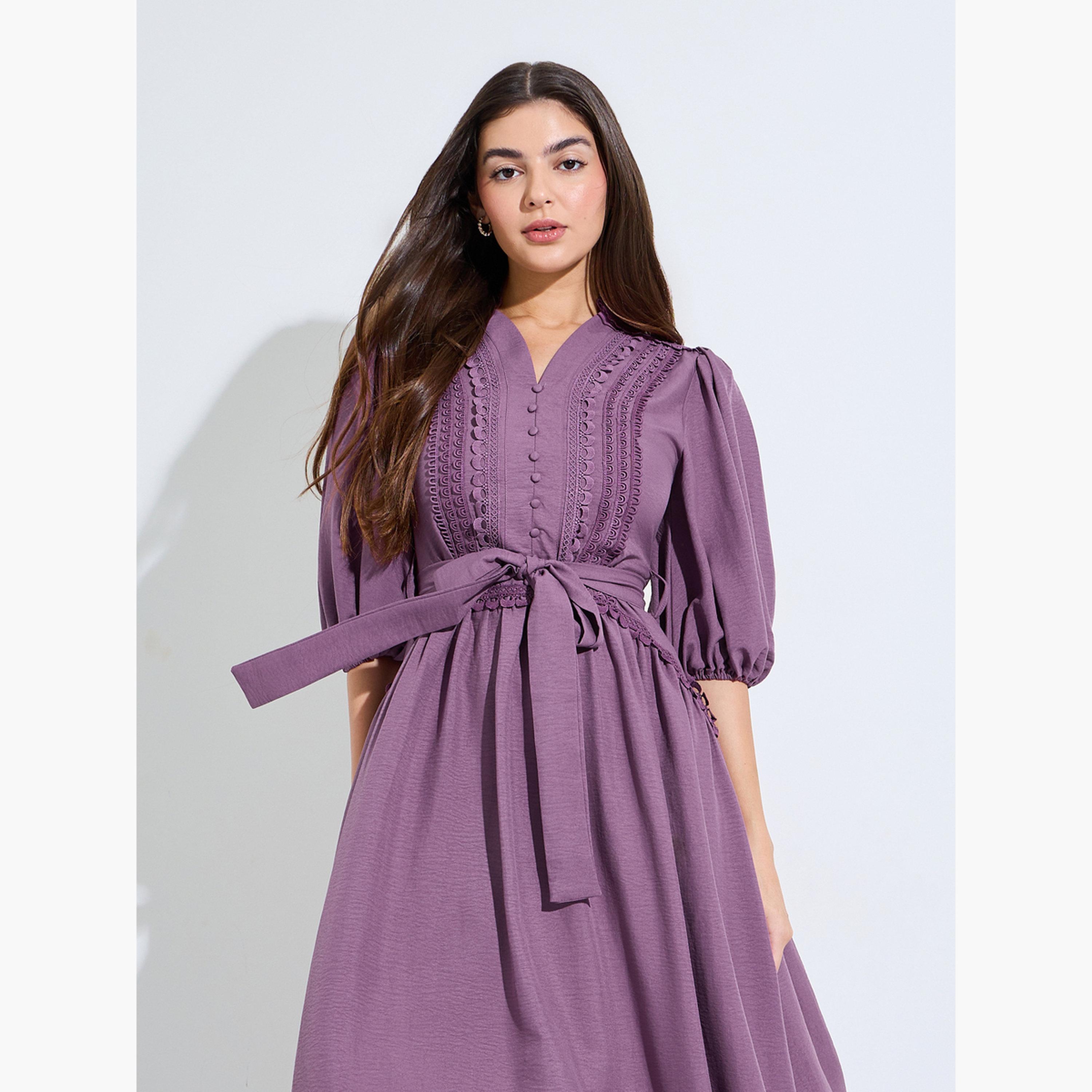 Styli Purple Lace Trim A-Line Maxi Dress-women-clothing-dresses-image-2