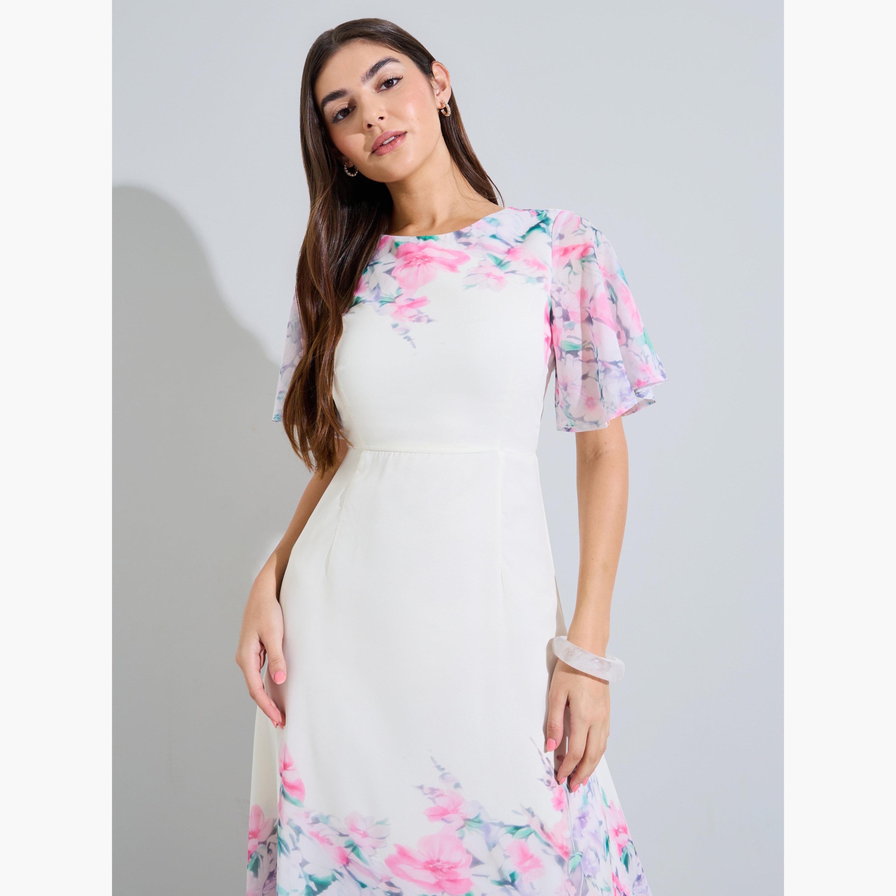 Styli Floral Print Short Sleeves A-Line Maxi Dress-women-clothing-dresses-image-2