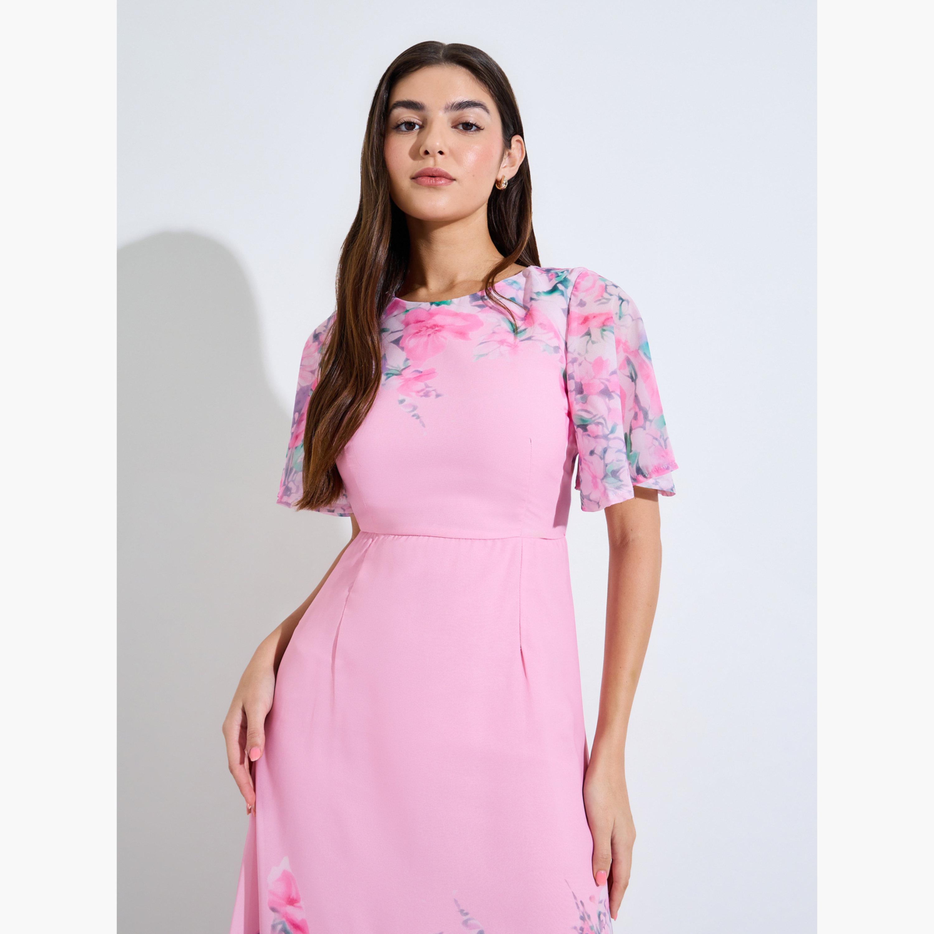 Styli Floral Print Short Sleeves A-Line Maxi Dress-women-clothing-dresses-image-2