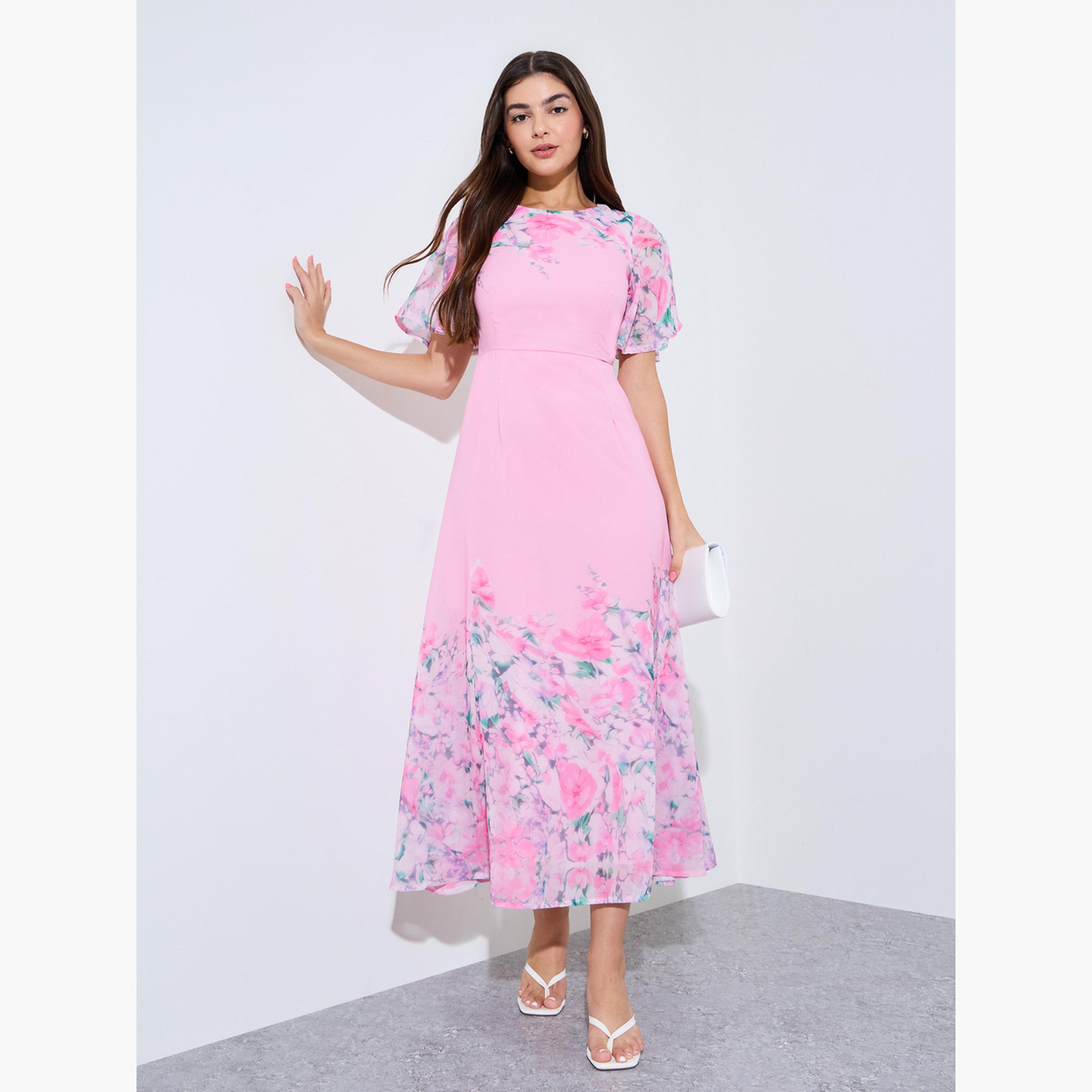 Styli Floral Print Short Sleeves A-Line Maxi Dress-women-clothing-dresses-image-3
