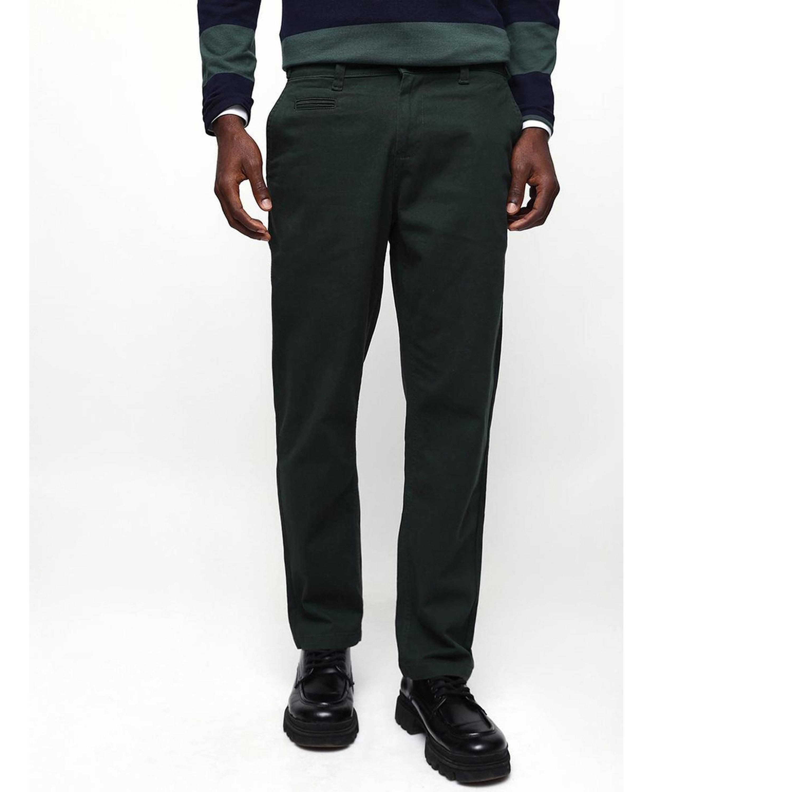 Dennis Lingo Men Olive Green Cotton Blend Straight Fit Chinos-men-clothing-trousersandchinos-chinos-image-1