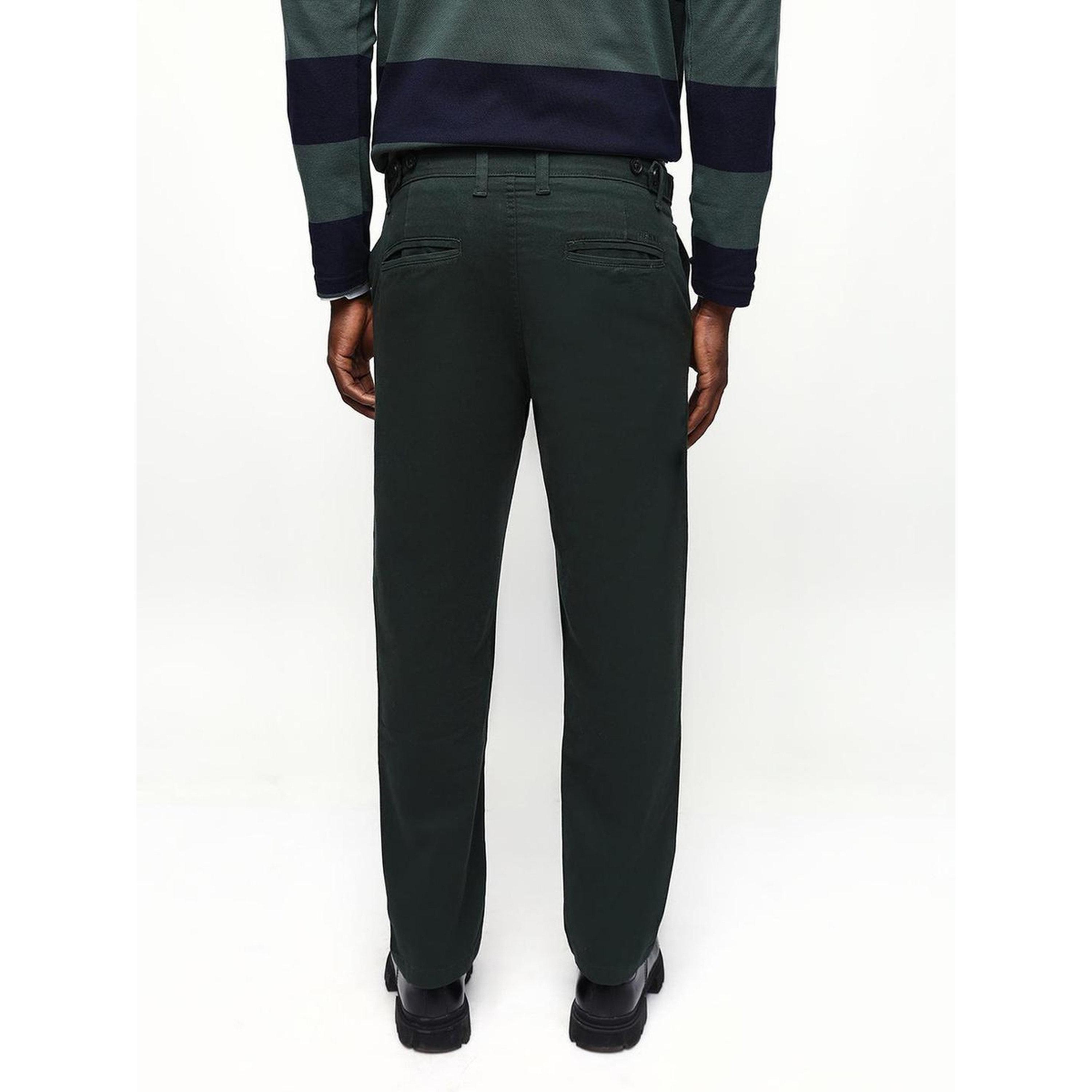 Dennis Lingo Men Olive Green Cotton Blend Straight Fit Chinos-men-clothing-trousersandchinos-chinos-image-3