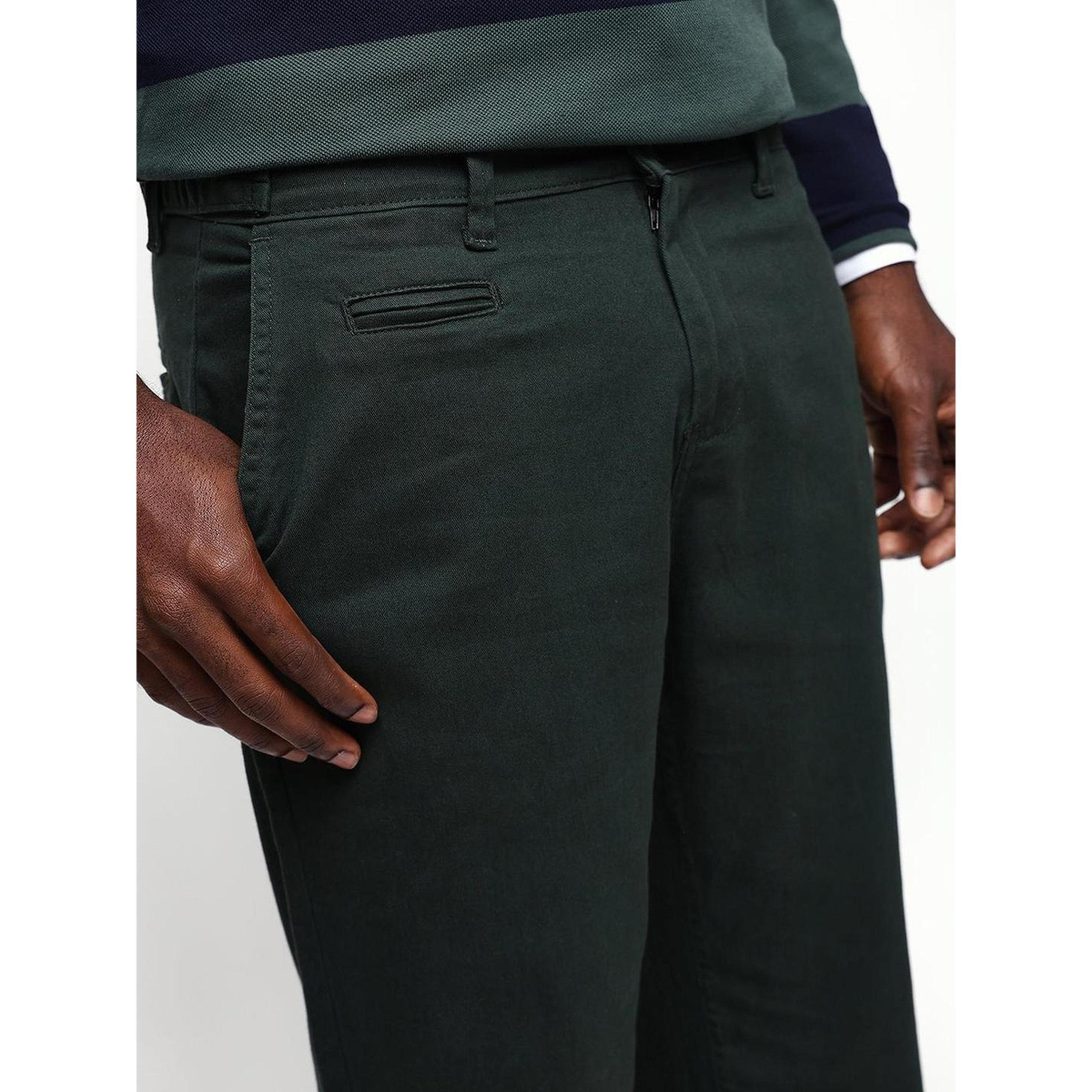 Dennis Lingo Men Olive Green Cotton Blend Straight Fit Chinos-men-clothing-trousersandchinos-chinos-image-4
