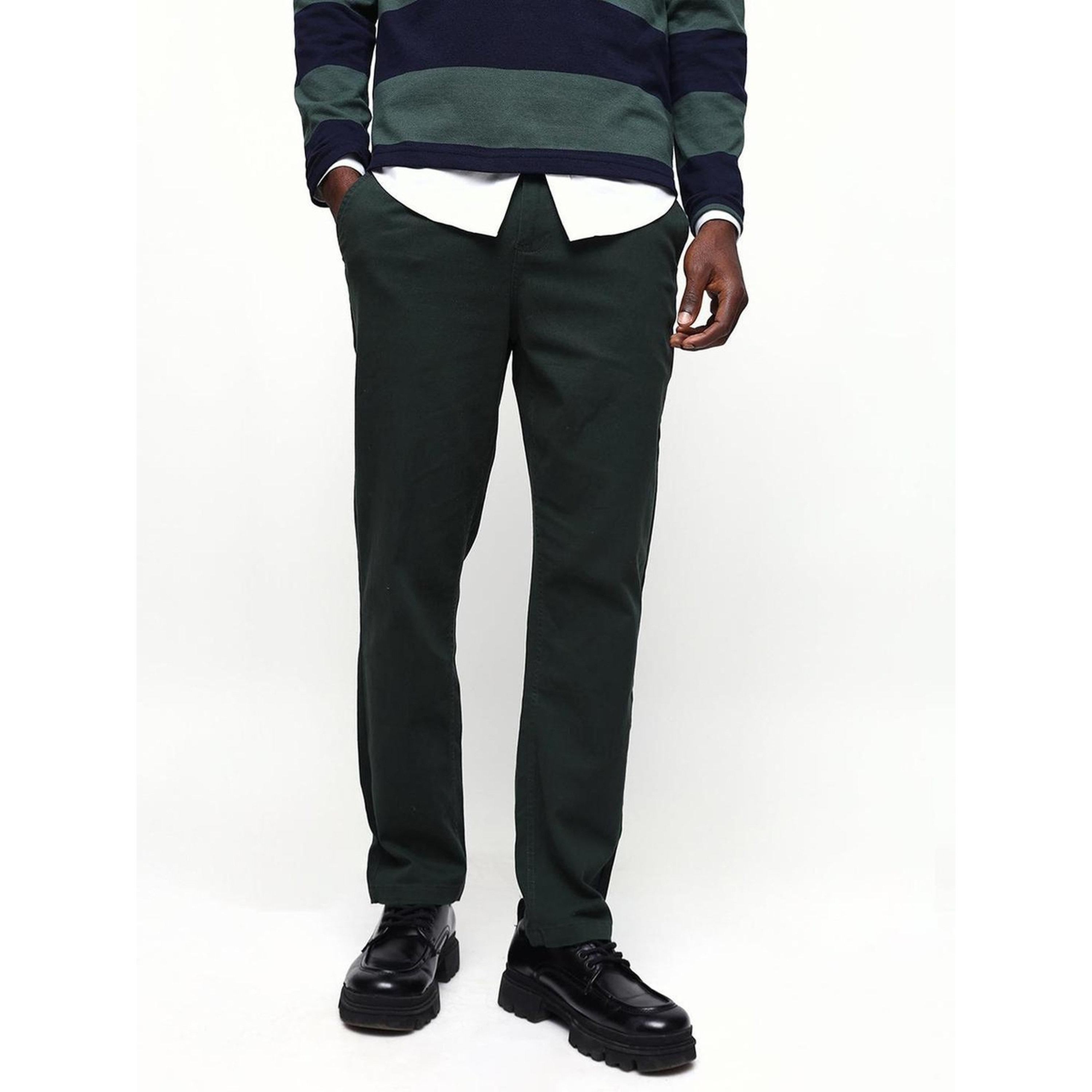 Dennis Lingo Men Olive Green Cotton Blend Straight Fit Chinos-men-clothing-trousersandchinos-chinos-image-5