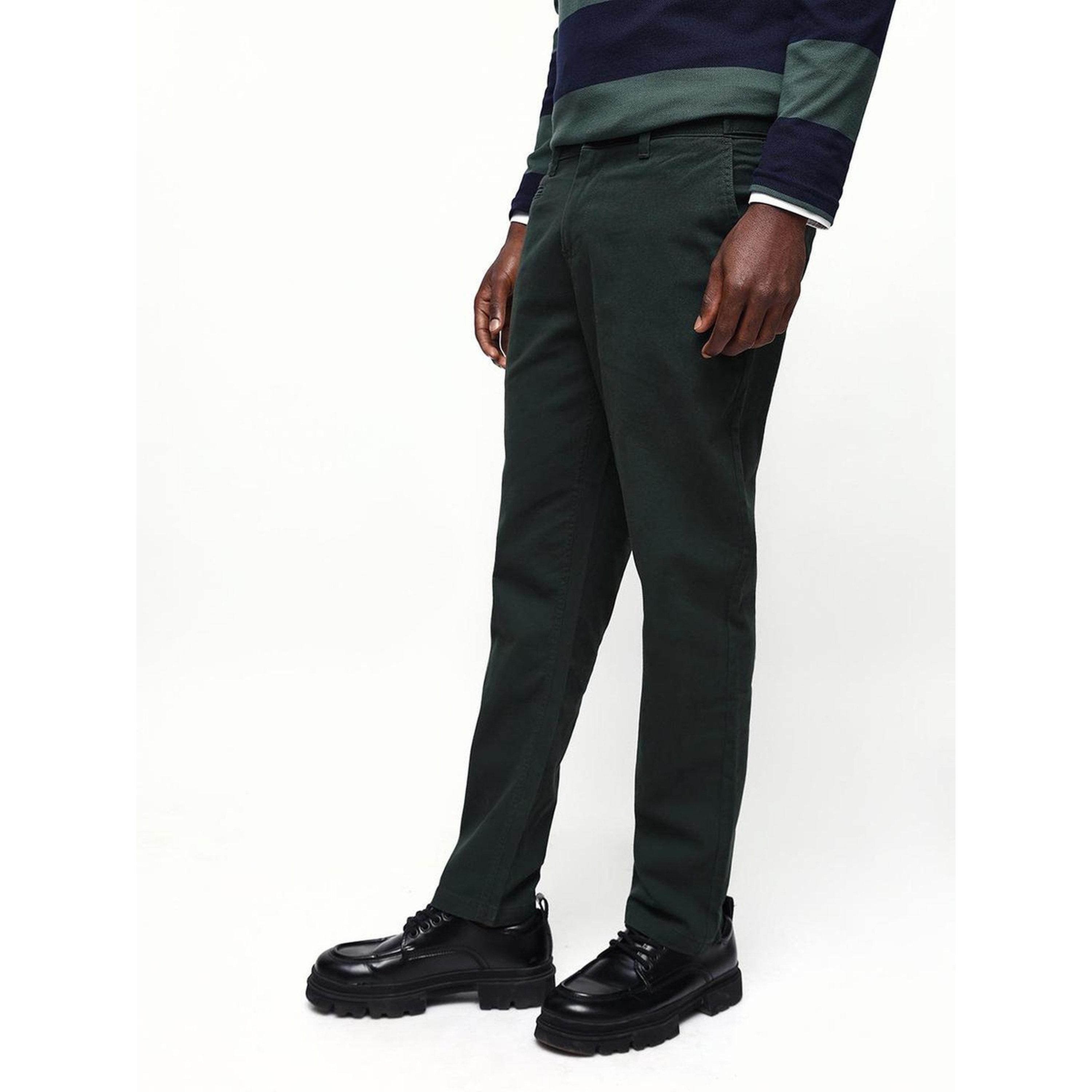 Dennis Lingo Men Olive Green Cotton Blend Straight Fit Chinos-men-clothing-trousersandchinos-chinos-image-6