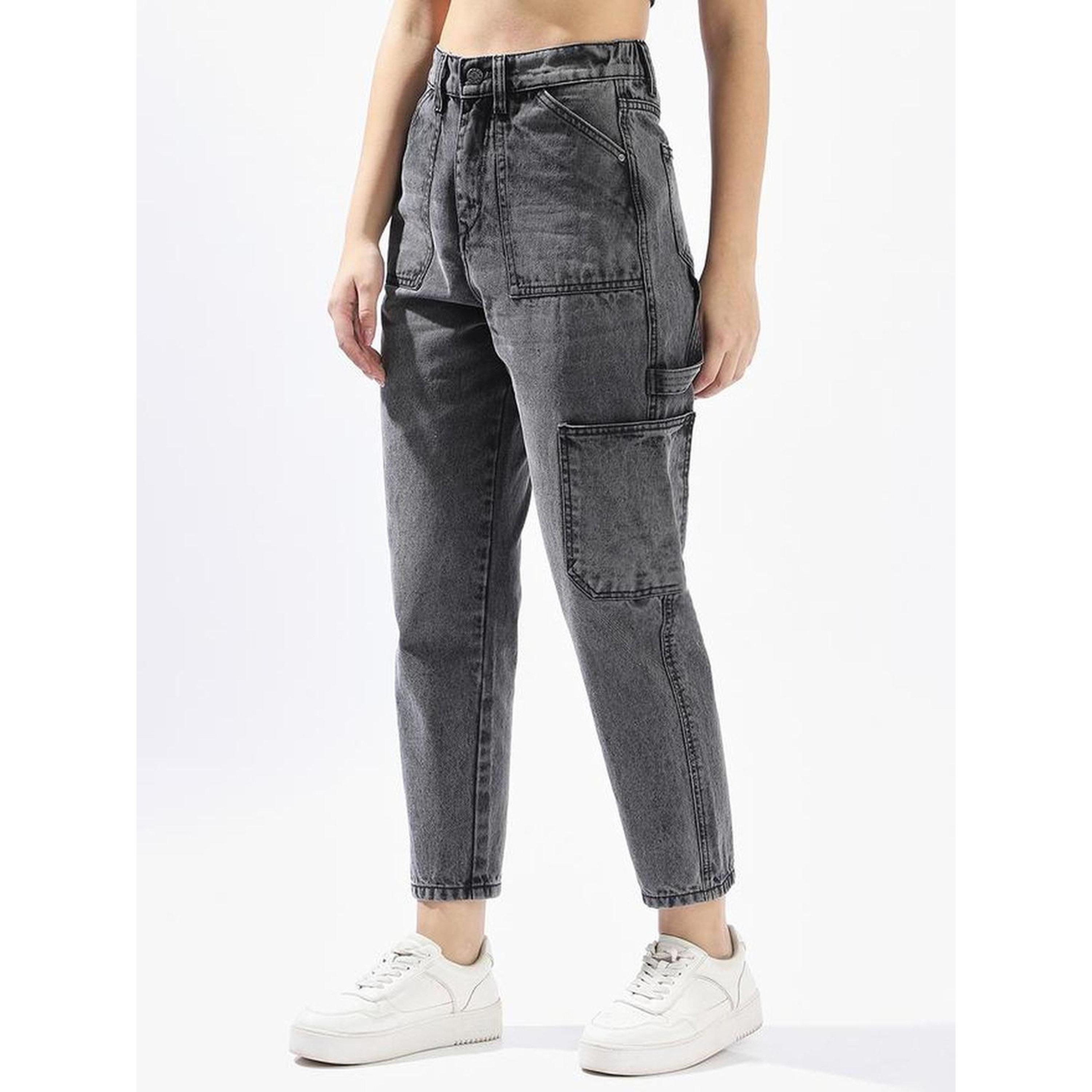جينز كارجو بقصة موم %100 قطن-women-clothing-jeans-image-1