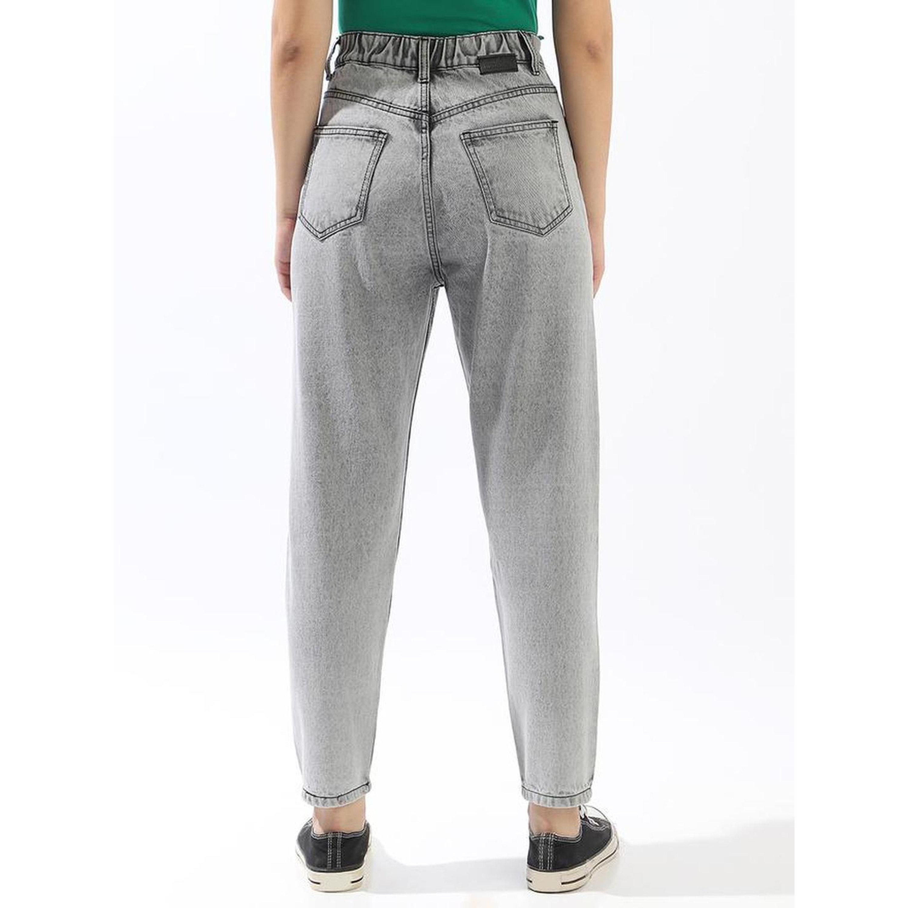 High Star 100% Cotton Textured Mom Fit Jeans-women-clothing-jeans-image-5