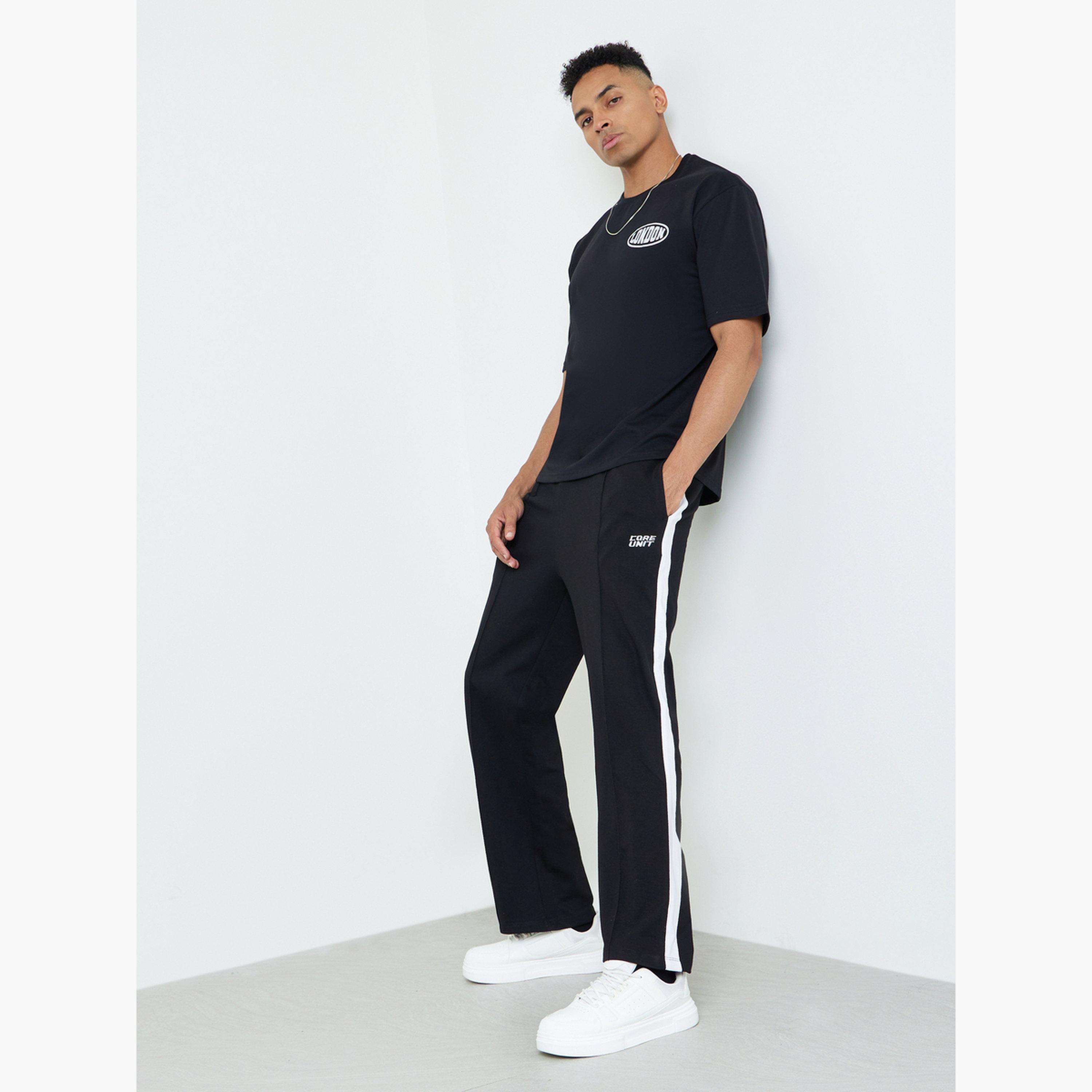 جوغر تيري واسع بتفاصيل شريط جانبي للرجال-men-clothing-bottoms-joggers-image-2
