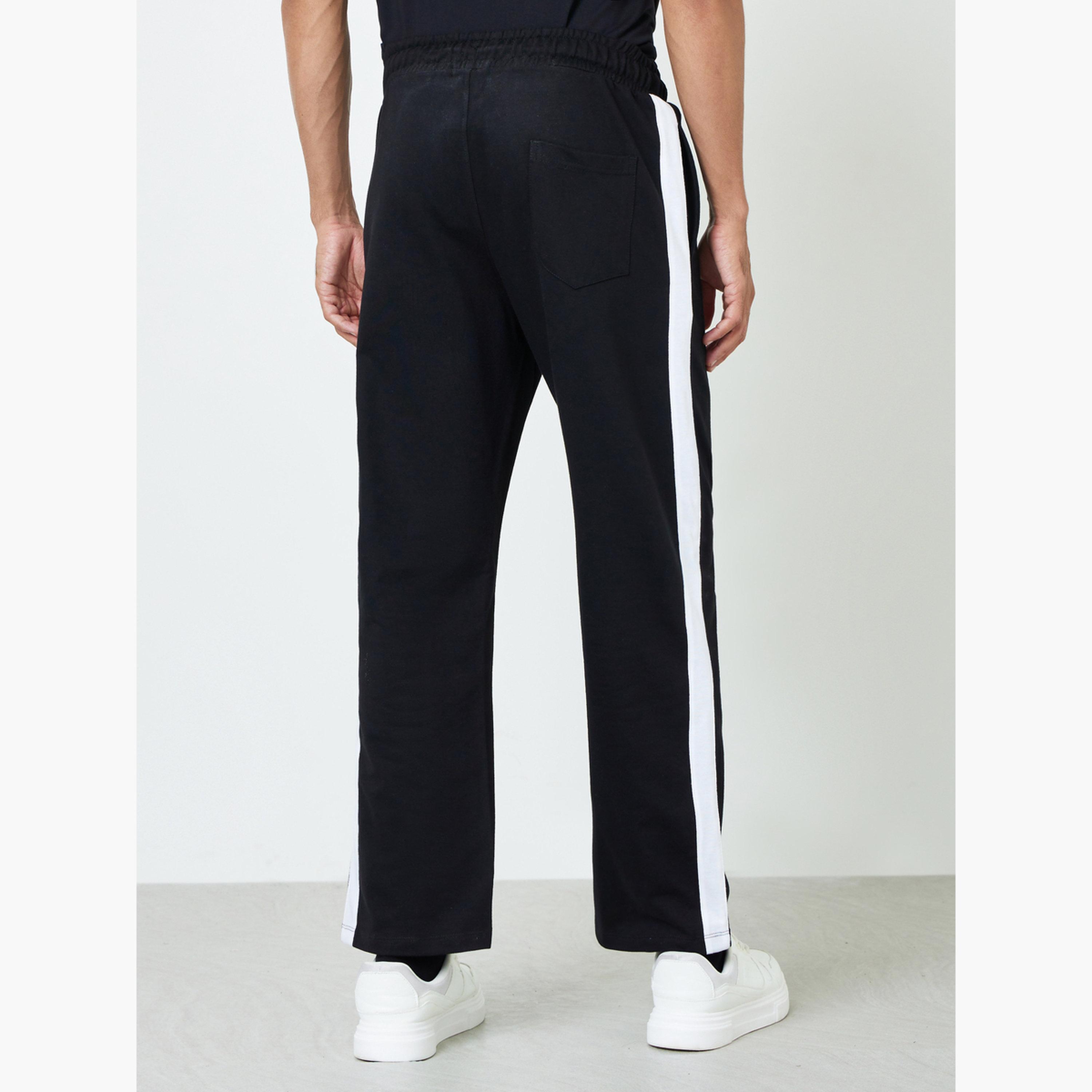 جوغر تيري واسع بتفاصيل شريط جانبي للرجال-men-clothing-bottoms-joggers-image-4
