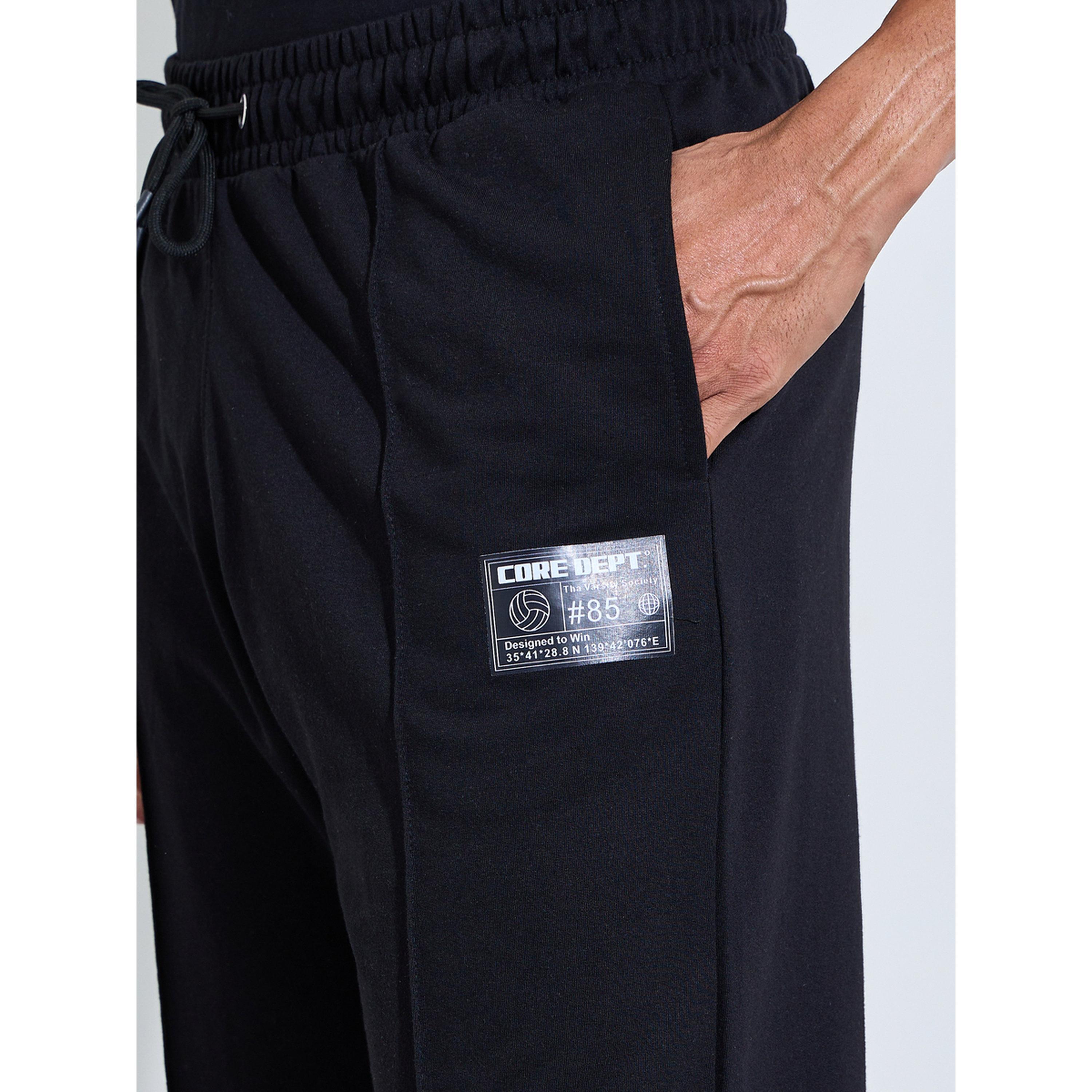 Styli Men's Black Oversized Joggers with Badge Detail-men-clothing-joggers-image-3