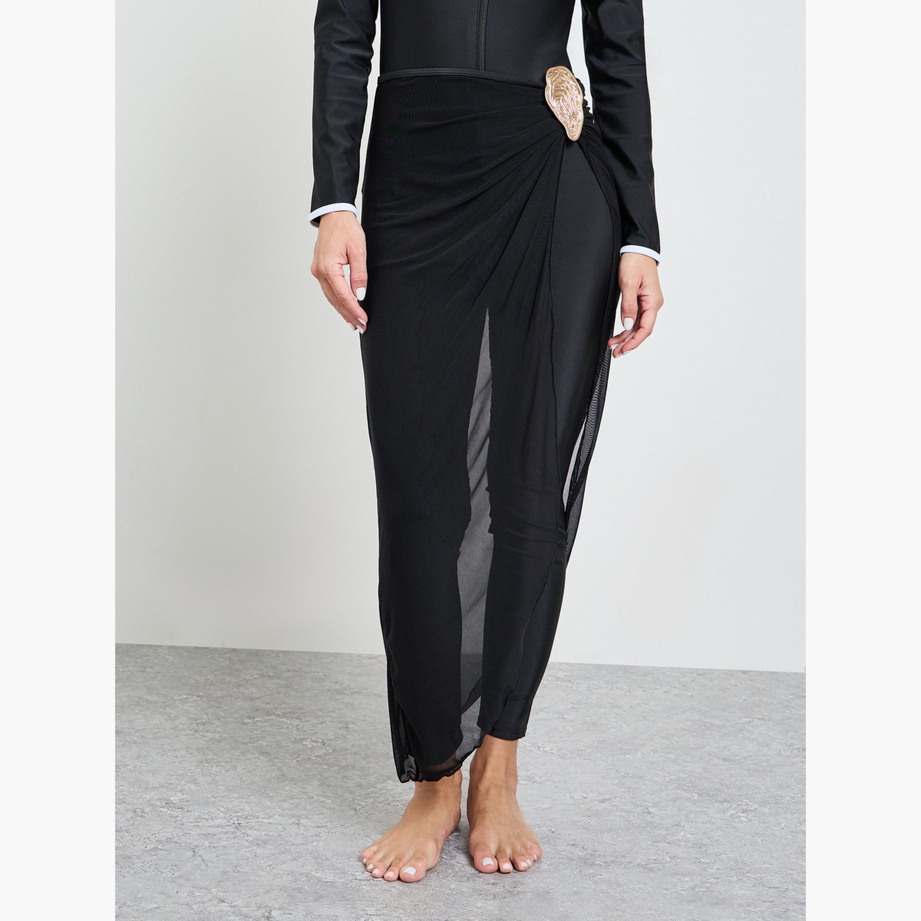 طقم من 3 - بدلة سباحة بياقة مُتباينة وليقنز مع سارونج-women-clothing-swimandbeach-swim-swimsuits-image-6