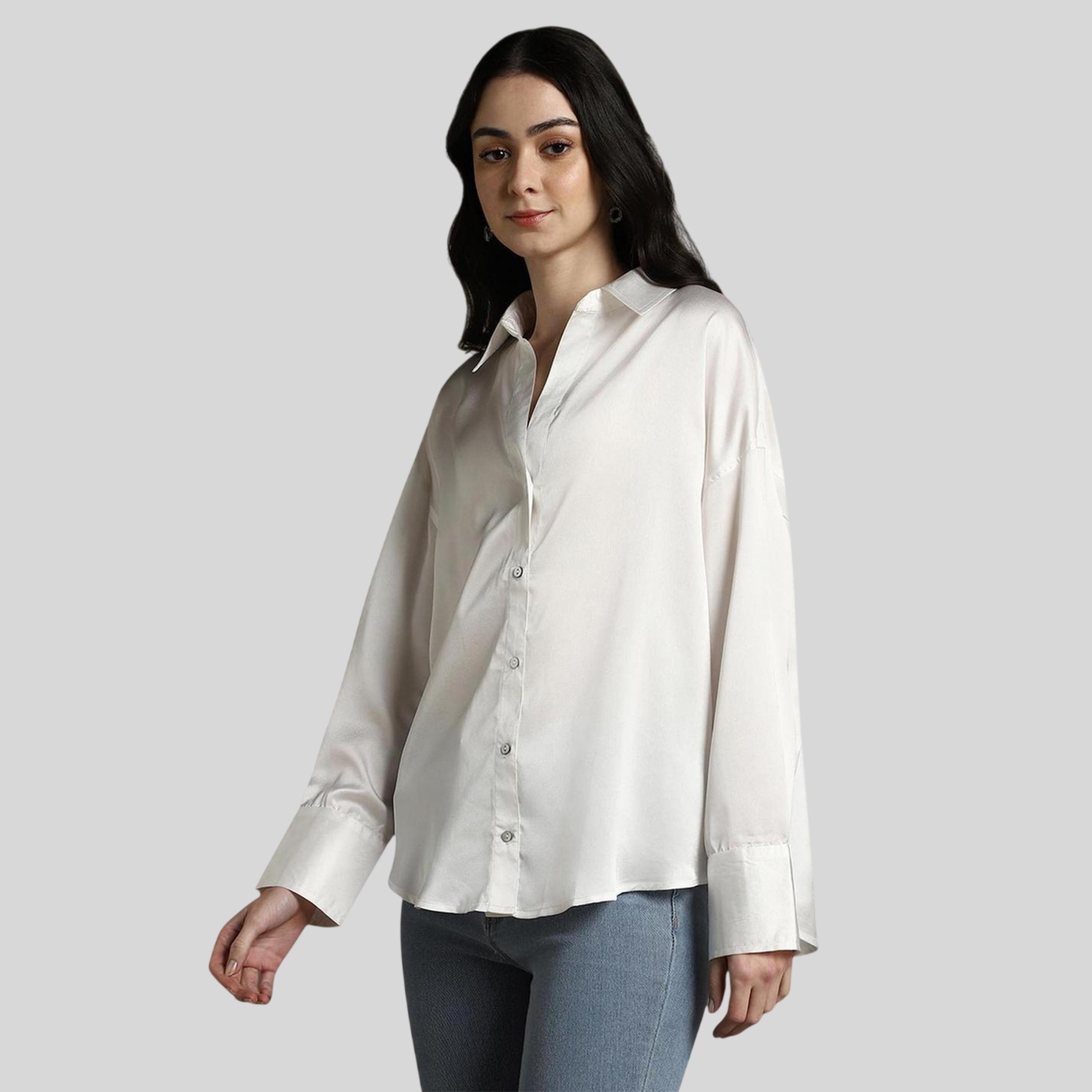 Dennis Lingo X Styli White Satin Solid Button Down Relaxed Fit Shirt-women-clothing-shirtsandblouses-shirts-image-1