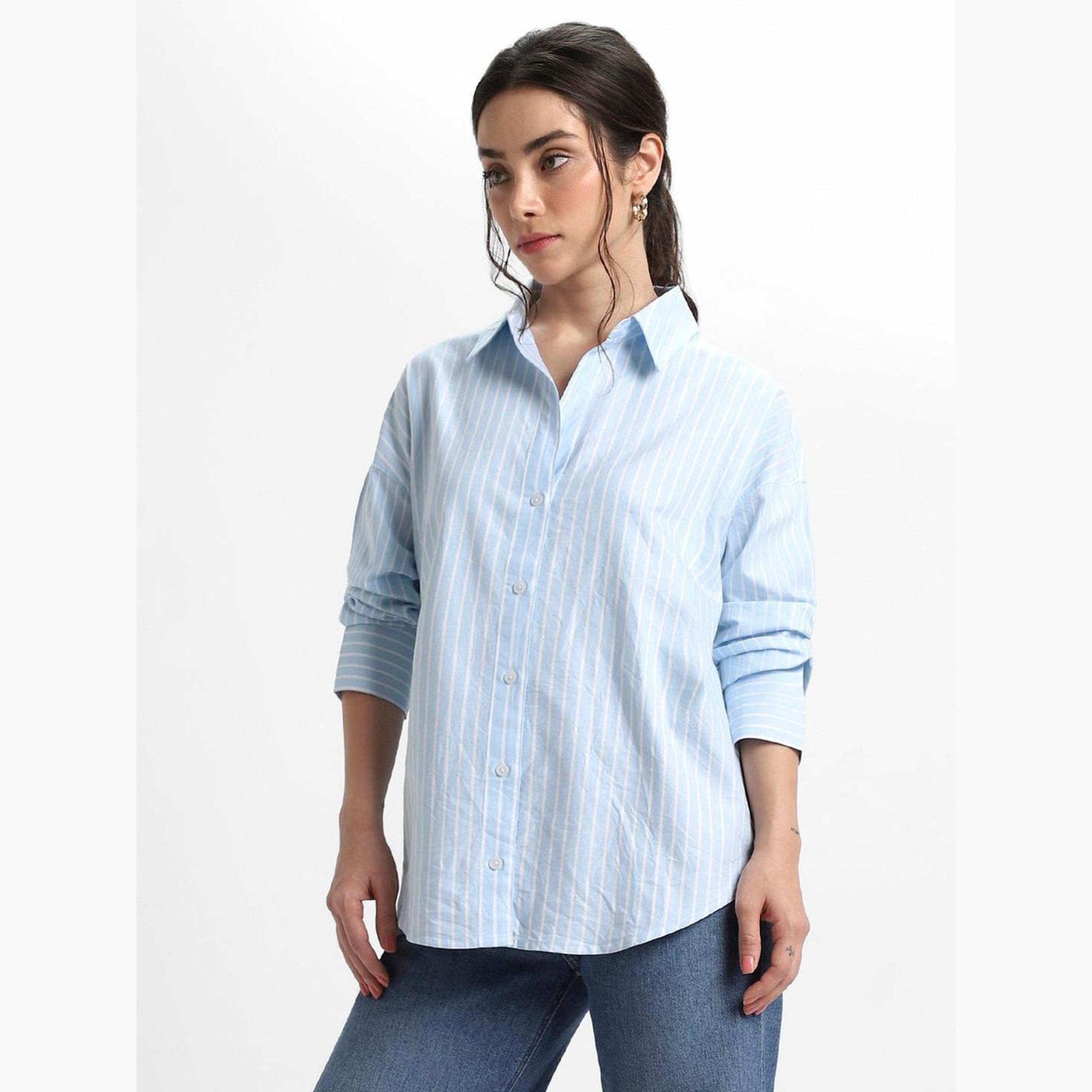 بلوزة كاجوال قطن بقصة مريحة-women-clothing-shirtsandblouses-shirts-image-1