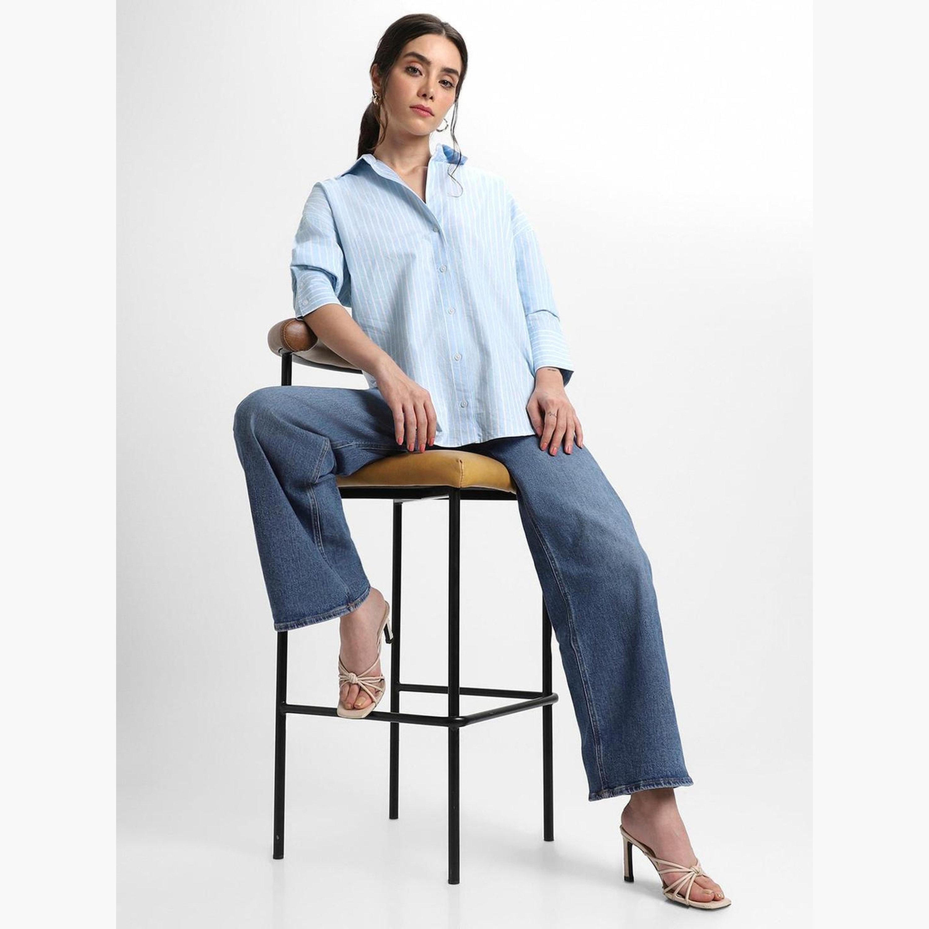 بلوزة كاجوال قطن بقصة مريحة-women-clothing-shirtsandblouses-shirts-image-2