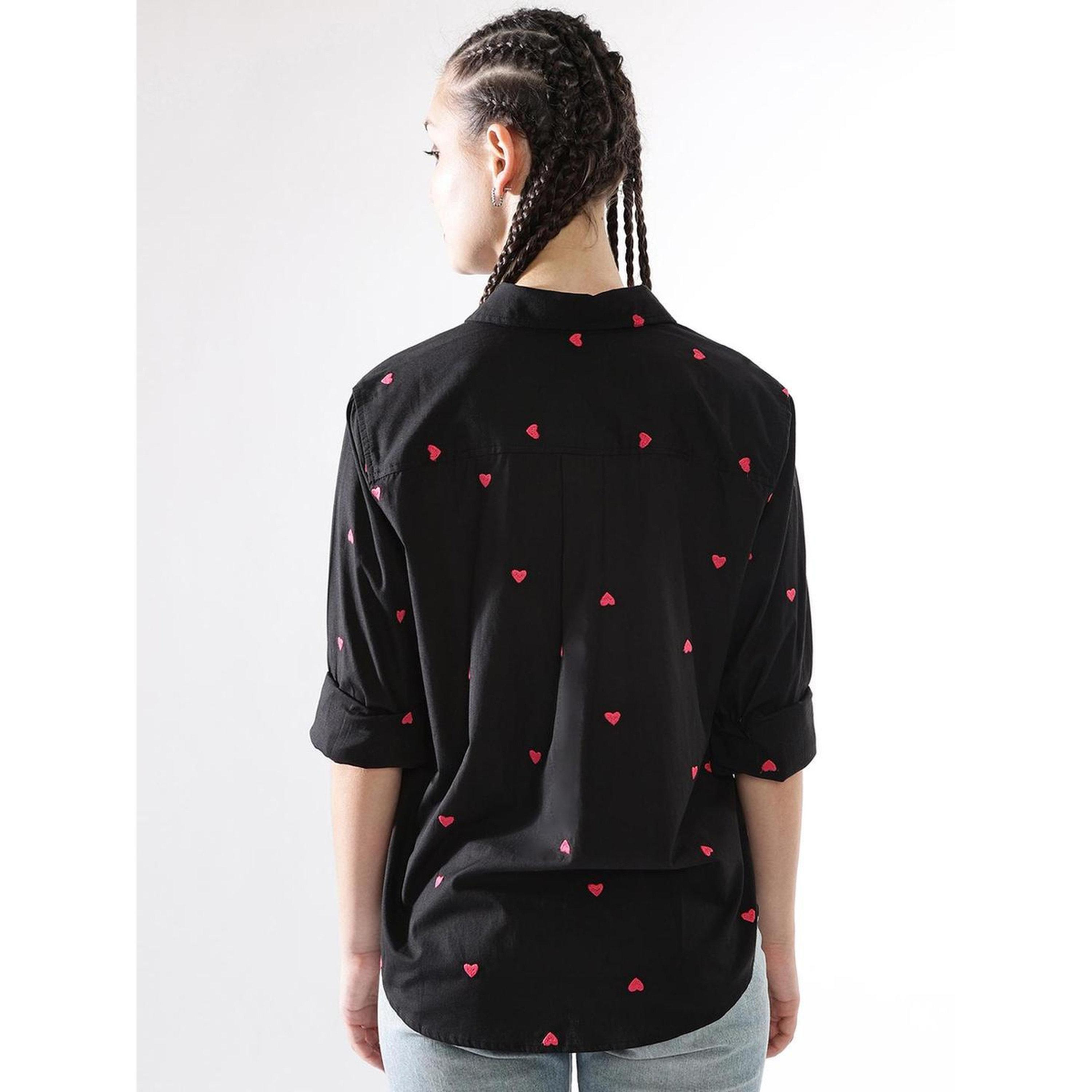 Hubberholme Black Oversized Heart Embroidered Casual Shirt-women-clothing-shirtsandblouses-shirts-image-5