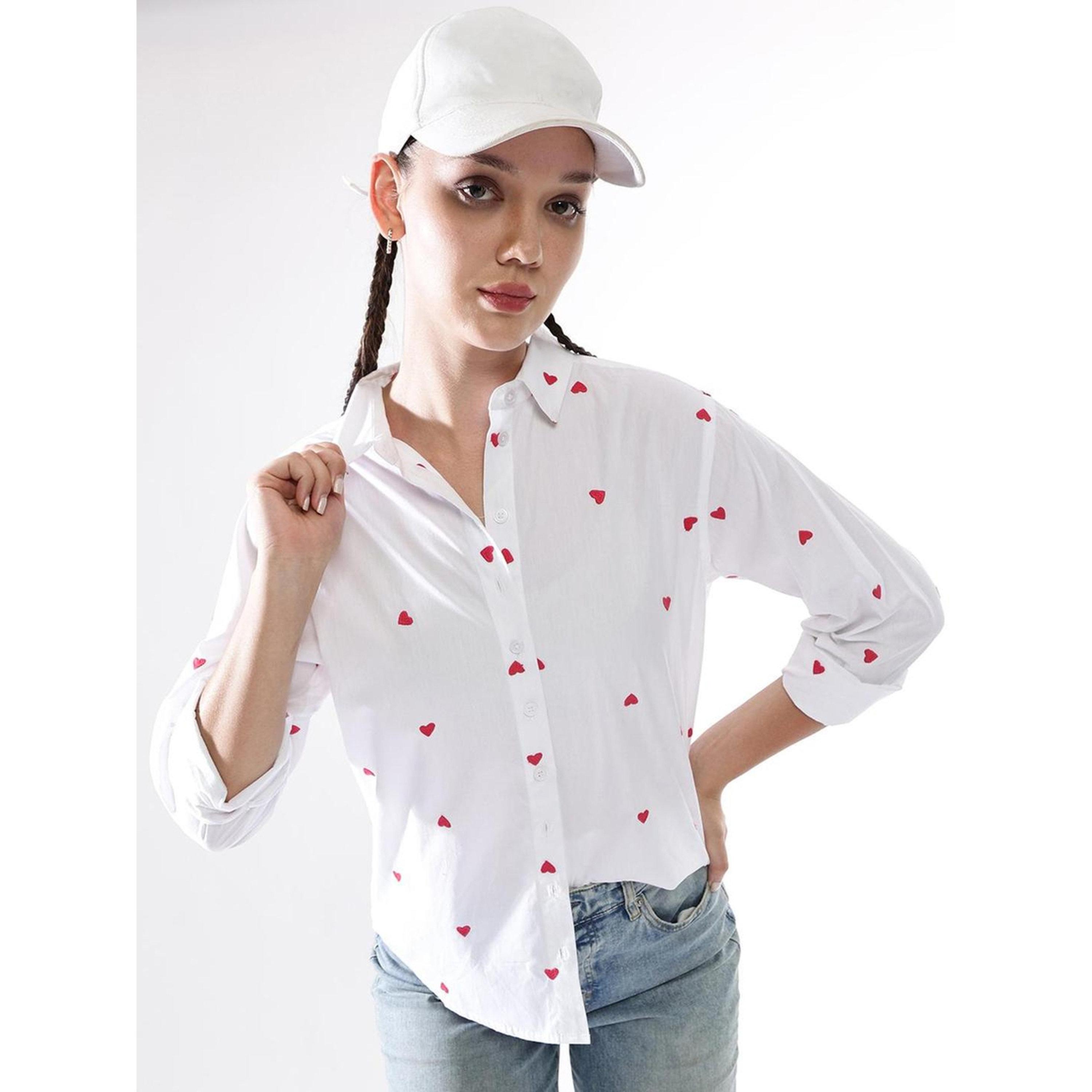 Hubberholme White Oversized Heart Embroidered Casual Shirt-women-clothing-shirtsandblouses-shirts-image-3