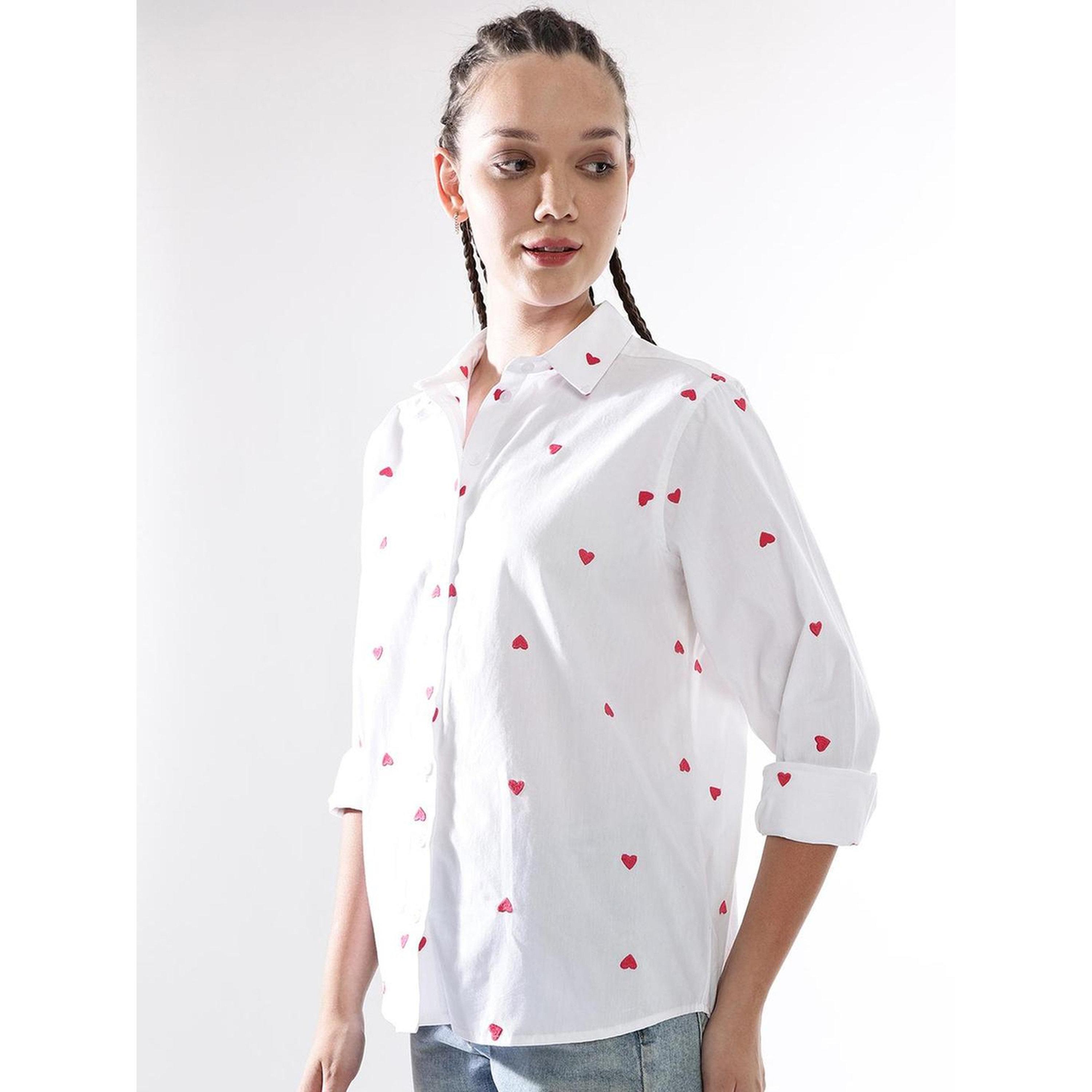 Hubberholme White Oversized Heart Embroidered Casual Shirt-women-clothing-shirtsandblouses-shirts-image-4