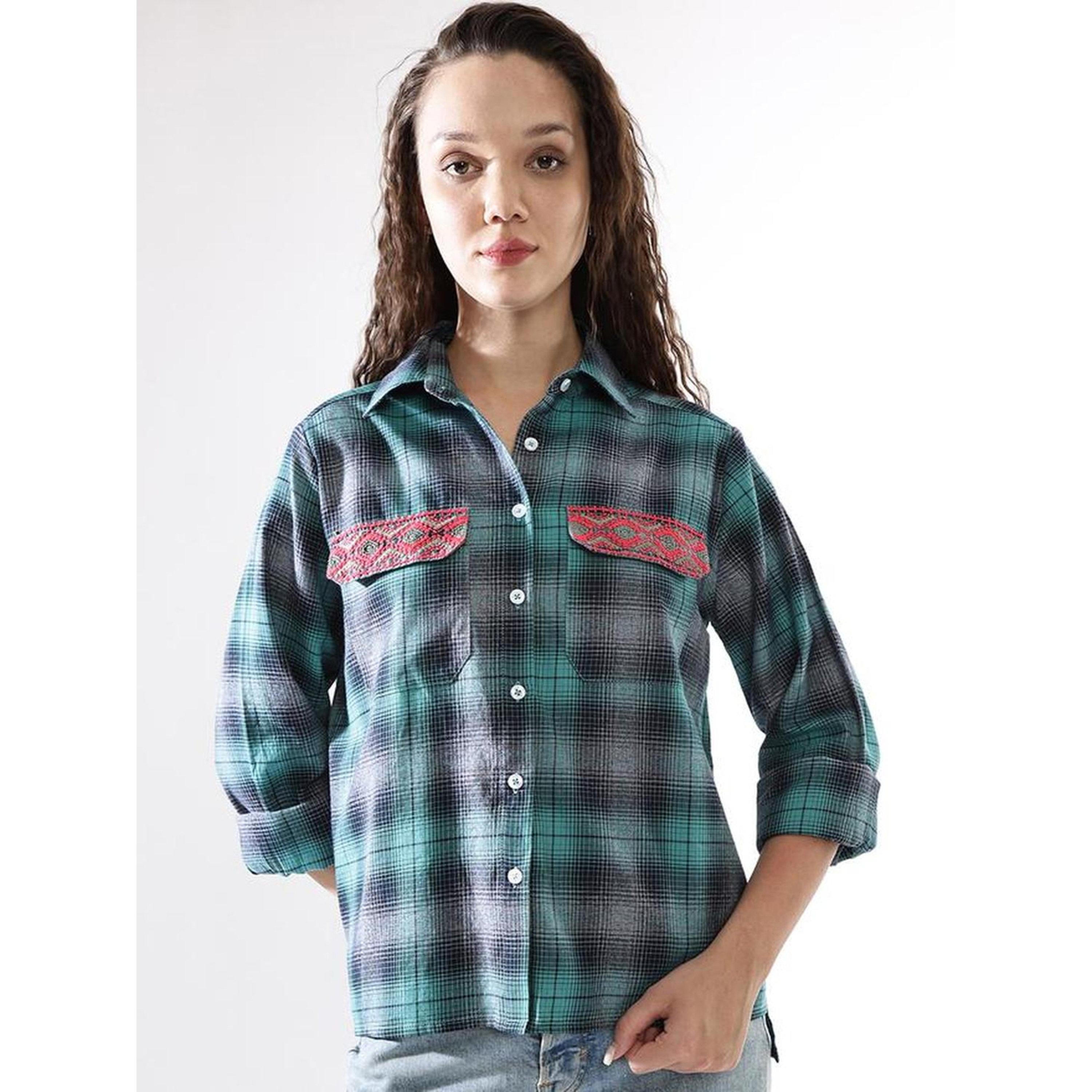 High Star X Styli Multicolour 100% Cotton Embroidered Button Down Relaxed Shirt-women-clothing-shirtsandblouses-shirts-image-1
