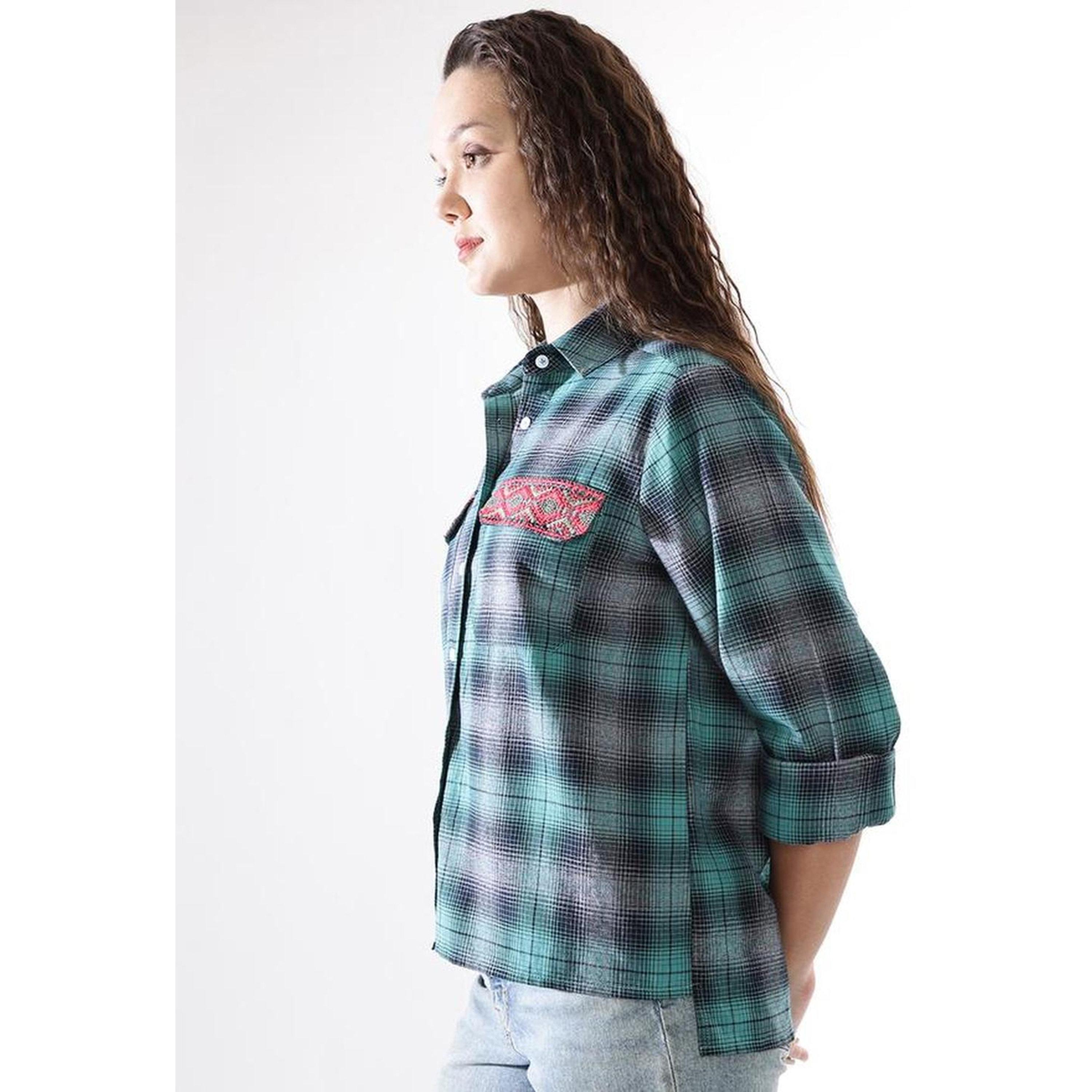 High Star X Styli Multicolour 100% Cotton Embroidered Button Down Relaxed Shirt-women-clothing-shirtsandblouses-shirts-image-3