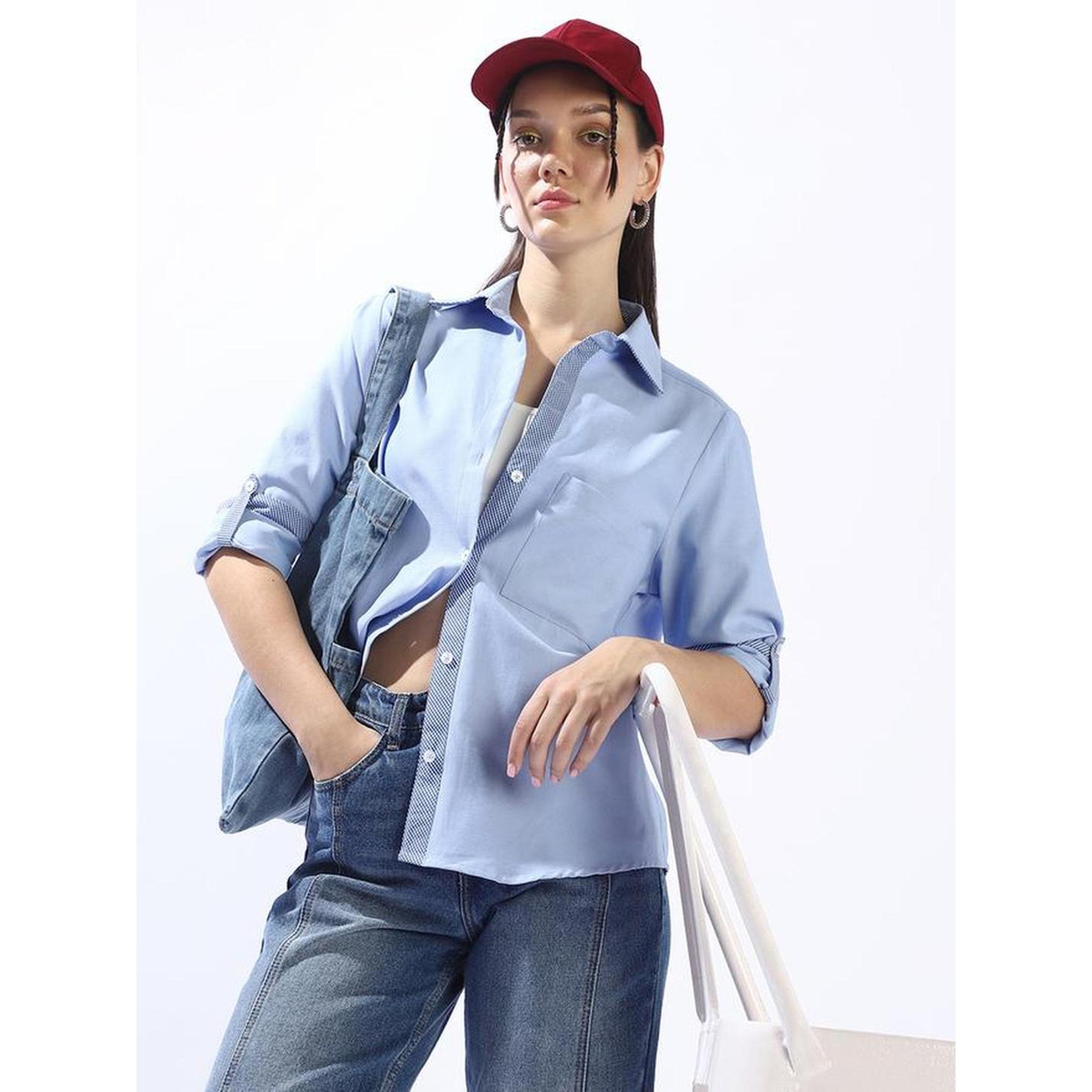 بلوزة قطن بنمط كتل الالوان بأزرار وقصة واسعة-women-clothing-shirtsandblouses-shirts-image-3