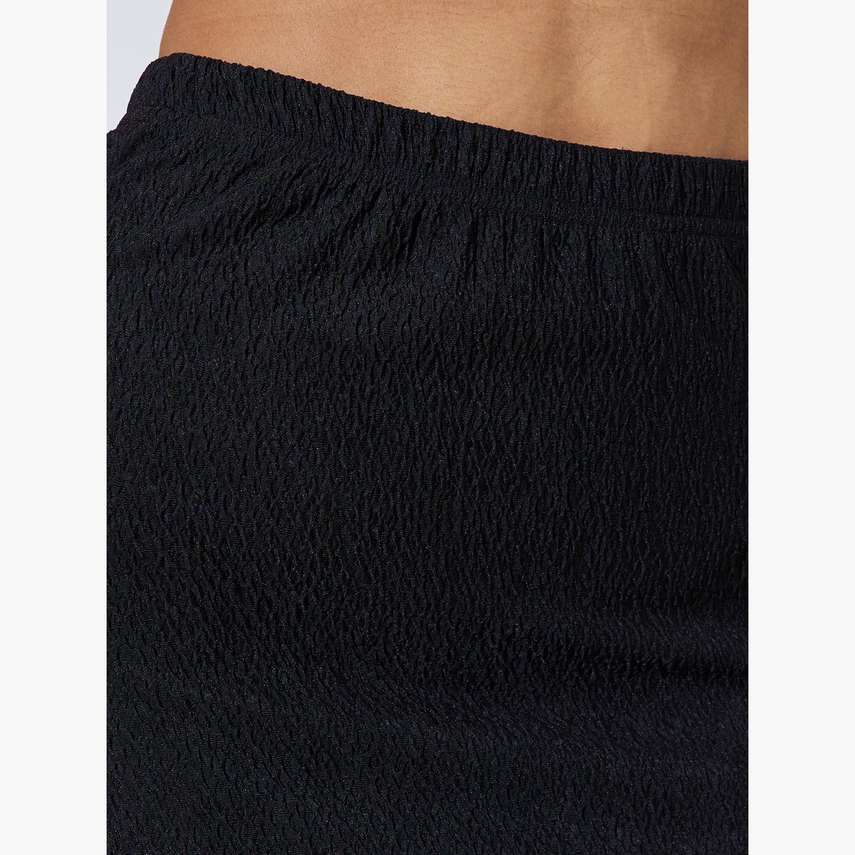 Styli Black Textured Pencil Maxi Skirt-women-clothing-bottoms-skirts-image-3