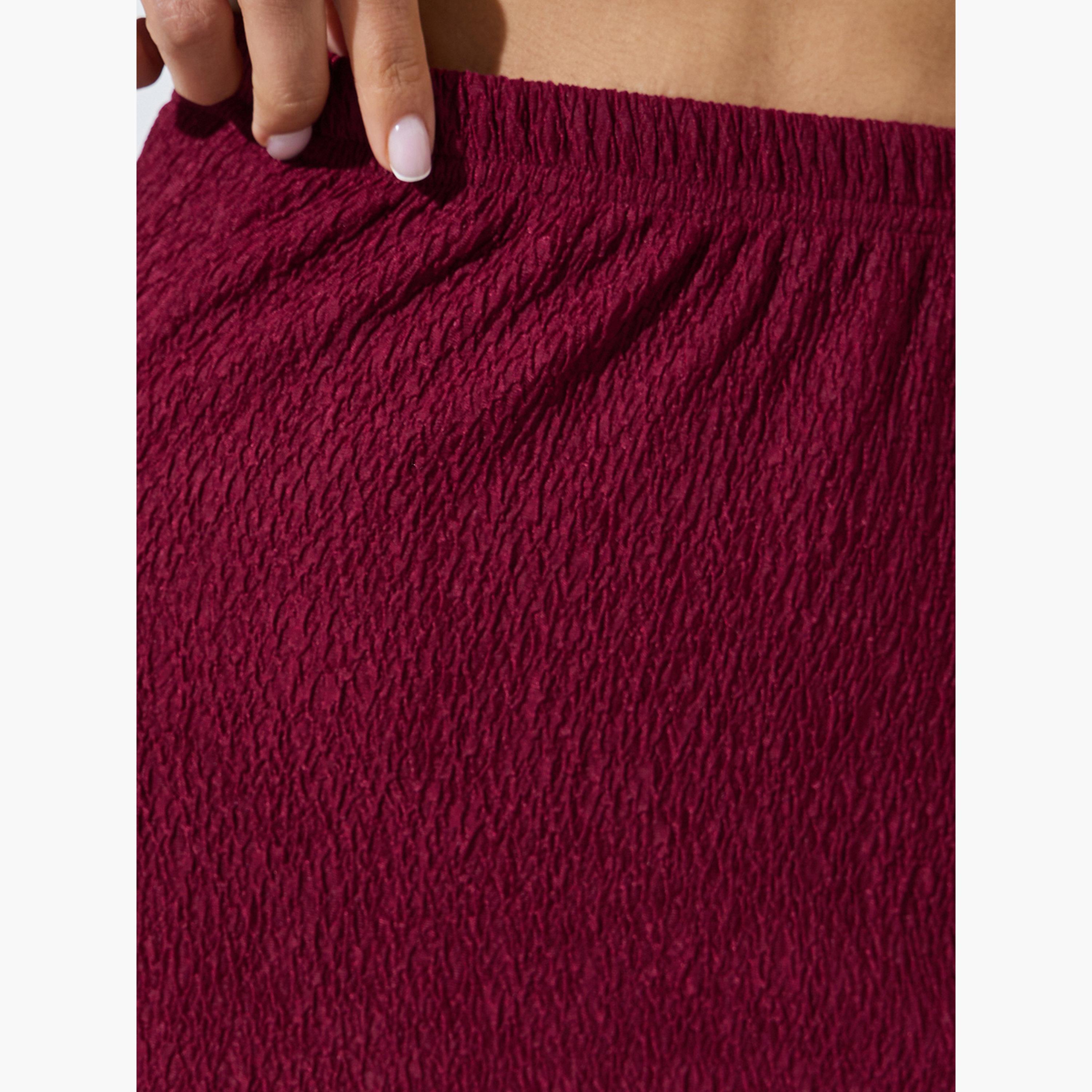 Styli Burgundy Textured Pencil Maxi Skirt-women-clothing-bottoms-skirts-image-3
