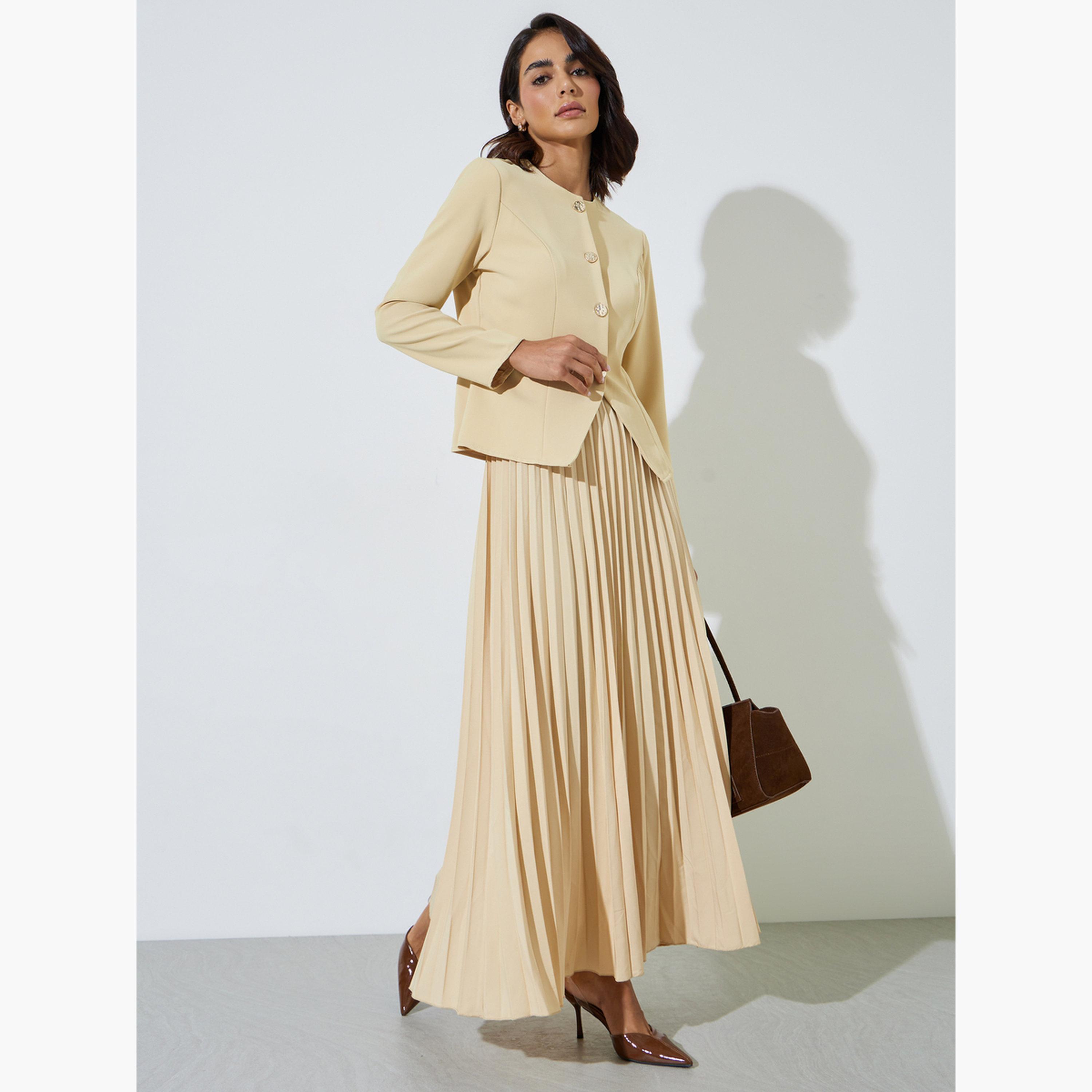 ستايلي - بلوزة صفراء بأكمام طويلة وأزرار أمامية-women-clothing-shirtsandblouses-blouses-image-2