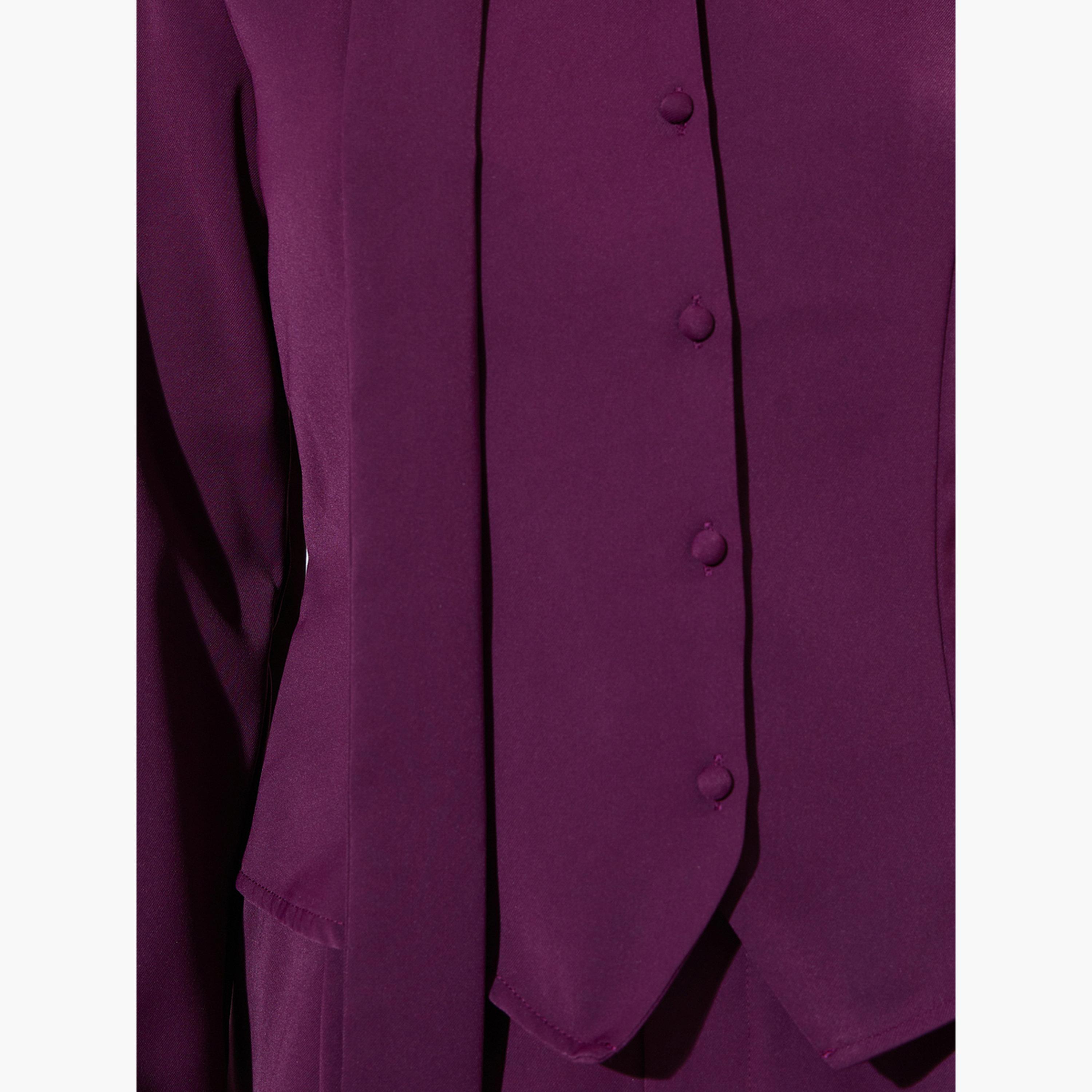 Styli Purple Long Sleeve Blouse with Scarf Detail-women-clothing-shirtsandblouses-blouses-image-5
