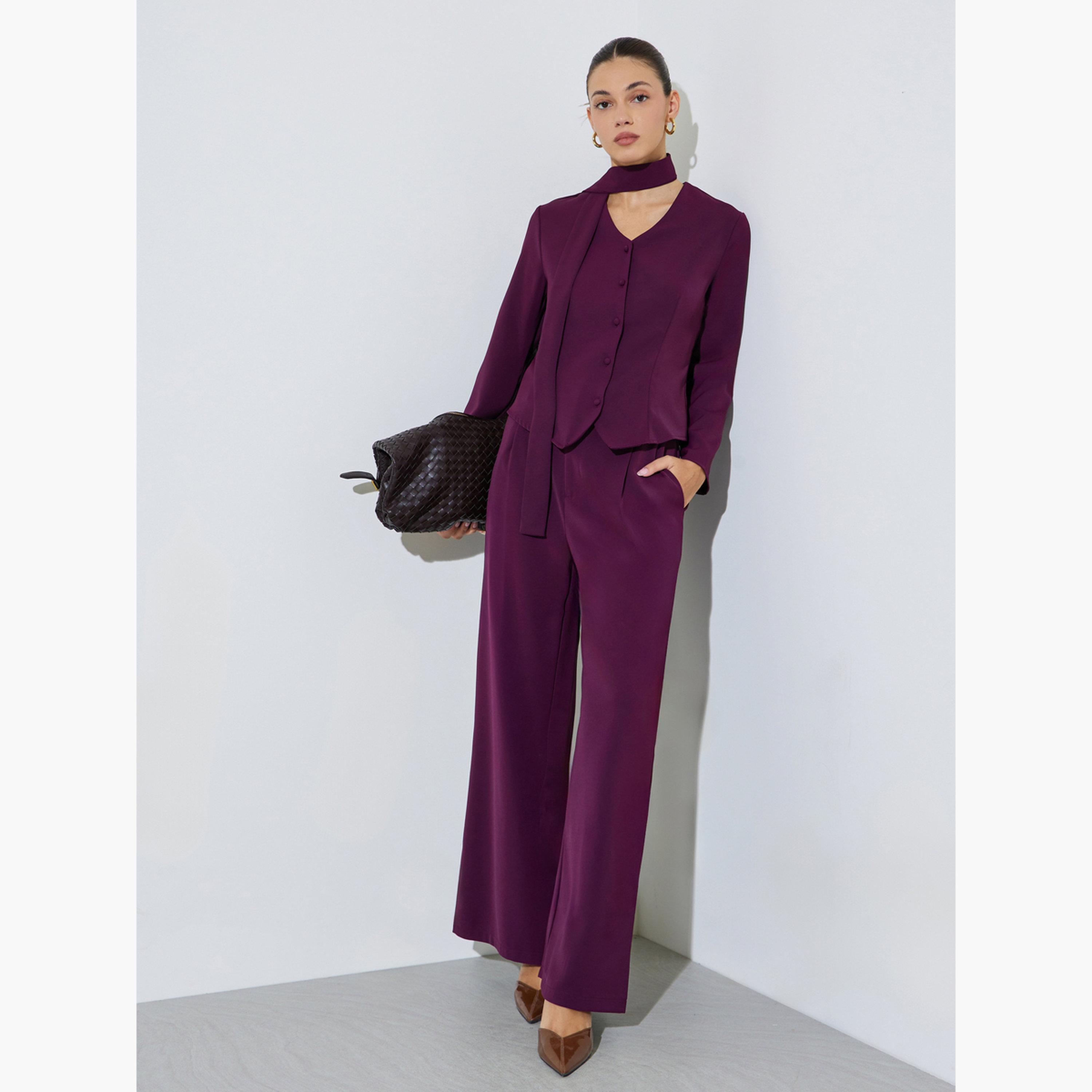 بنطال بأرجل واسعة بنفسجي بجيب جانبي-women-clothing-bottoms-trousers-image-2
