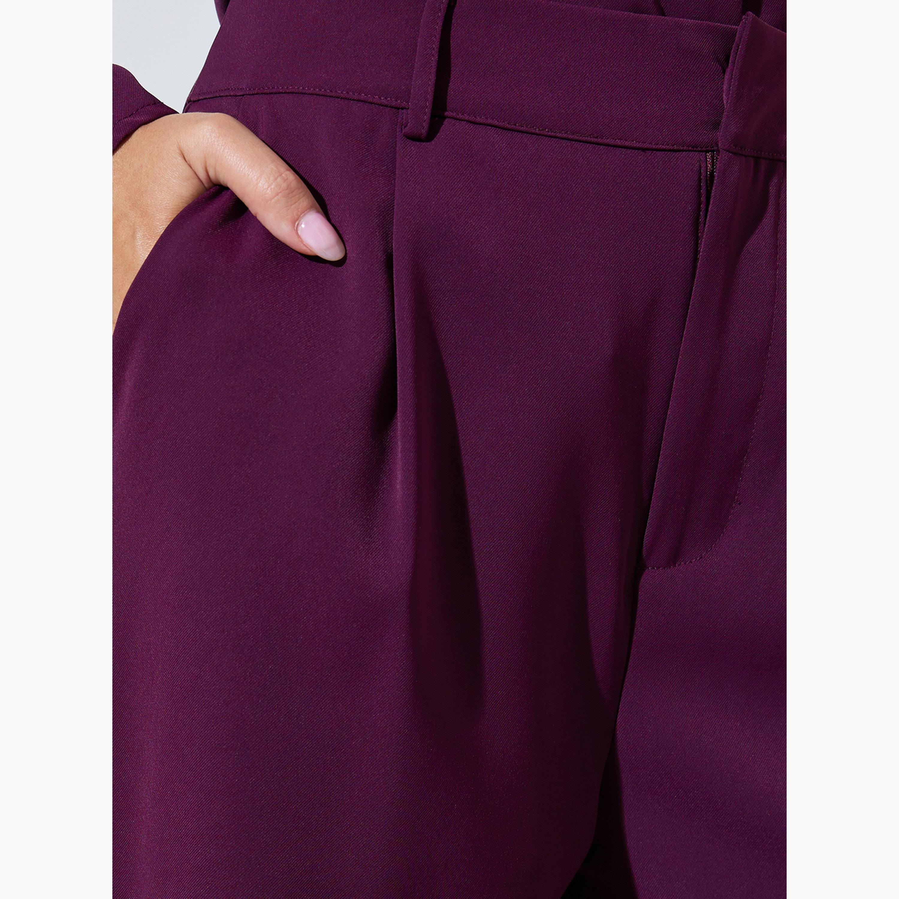 بنطال بأرجل واسعة بنفسجي بجيب جانبي-women-clothing-bottoms-trousers-image-3