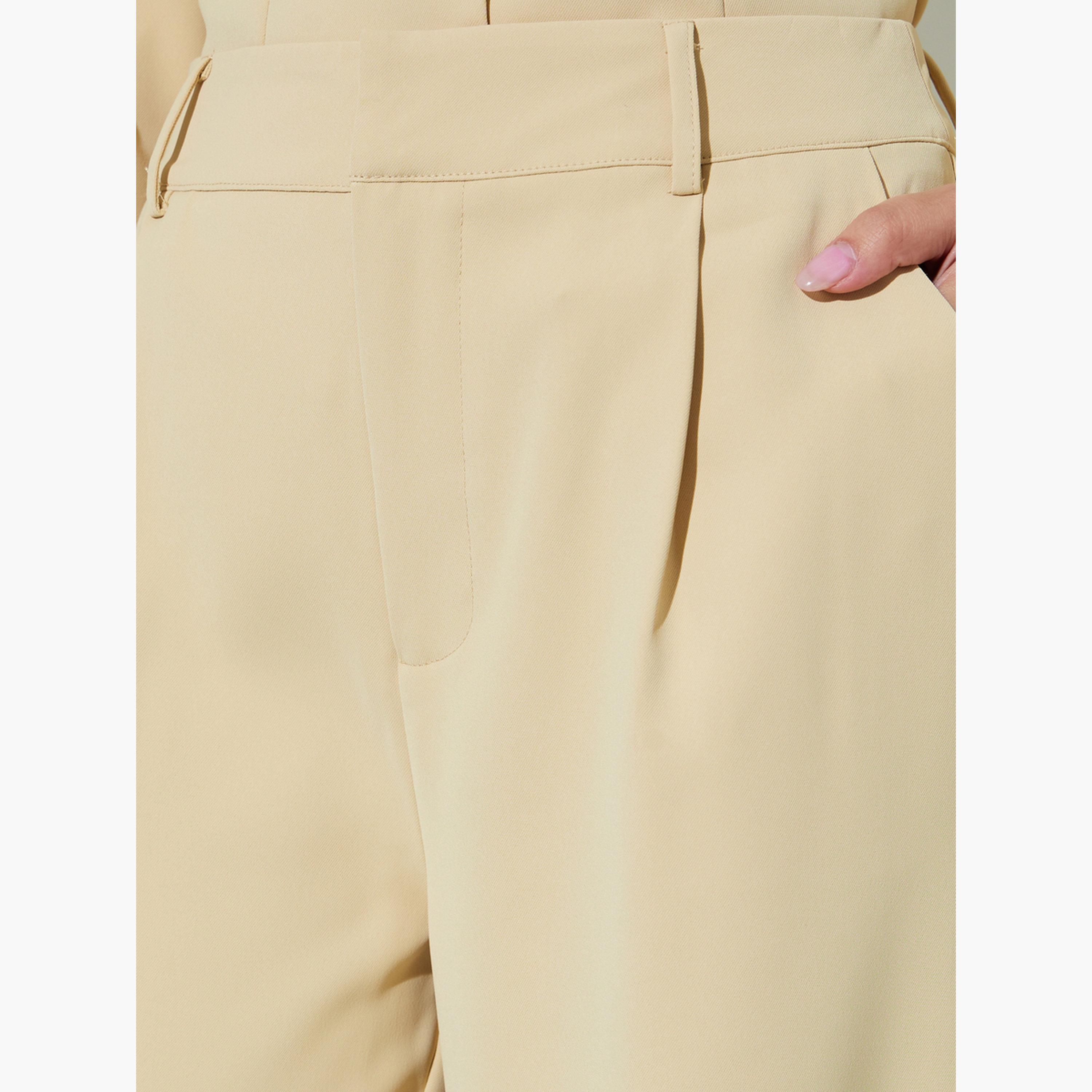Styli Yellow Wide Leg Pants with Side Pocket-women-clothing-bottoms-trousers-image-3