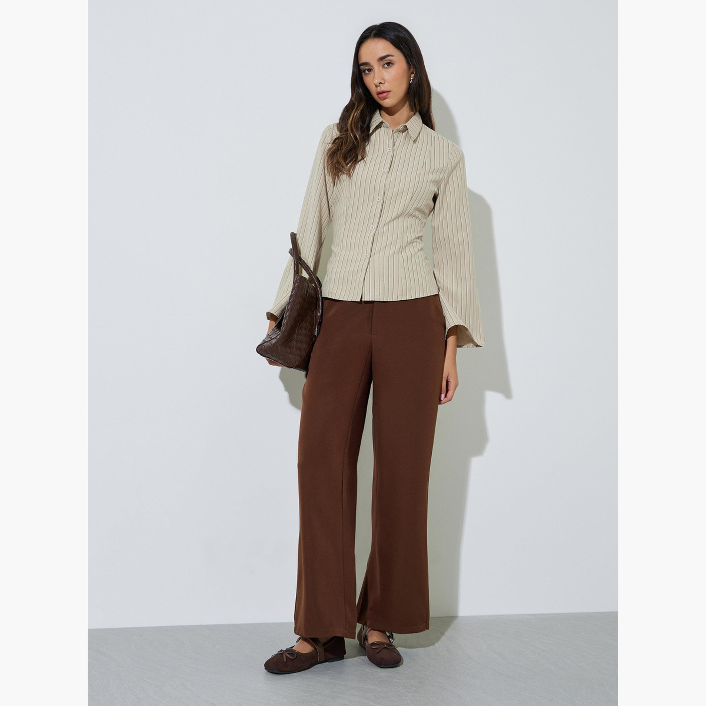 قميص ضيق ومخطط بأكمام جرس-women-clothing-shirtsandblouses-shirts-image-2