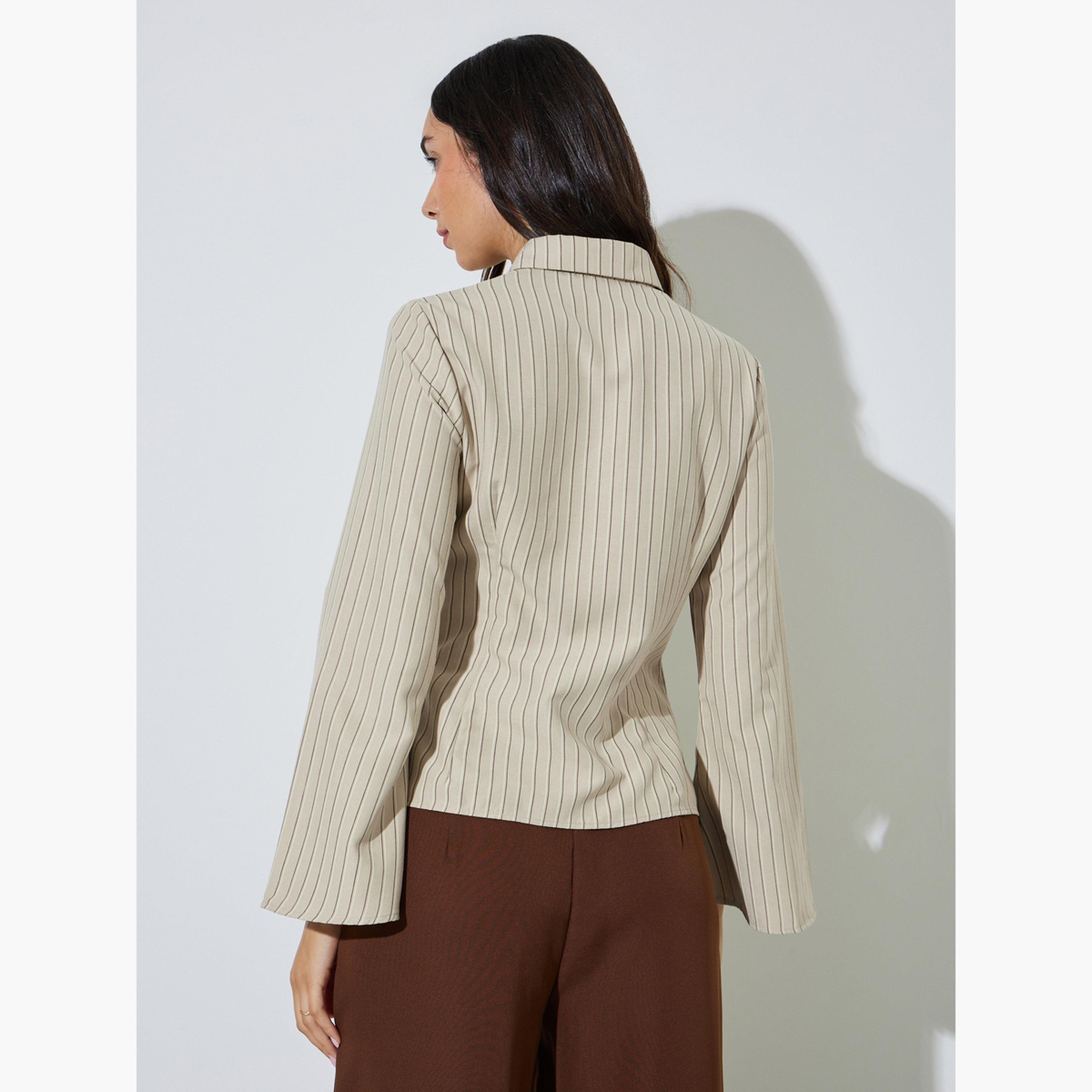 قميص ضيق ومخطط بأكمام جرس-women-clothing-shirtsandblouses-shirts-image-4