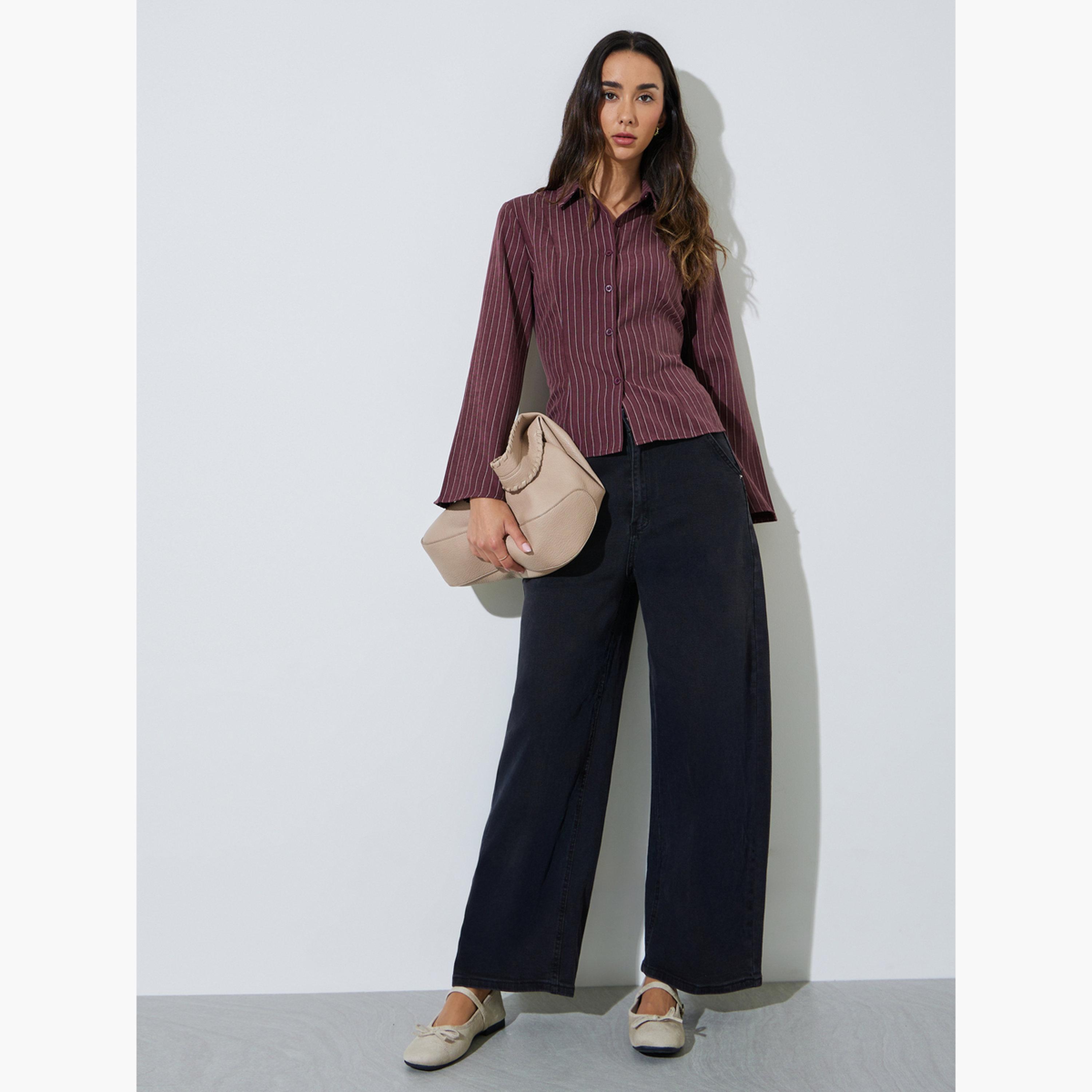 قميص ضيق ومخطط بأكمام واسعة-women-clothing-shirtsandblouses-shirts-image-2