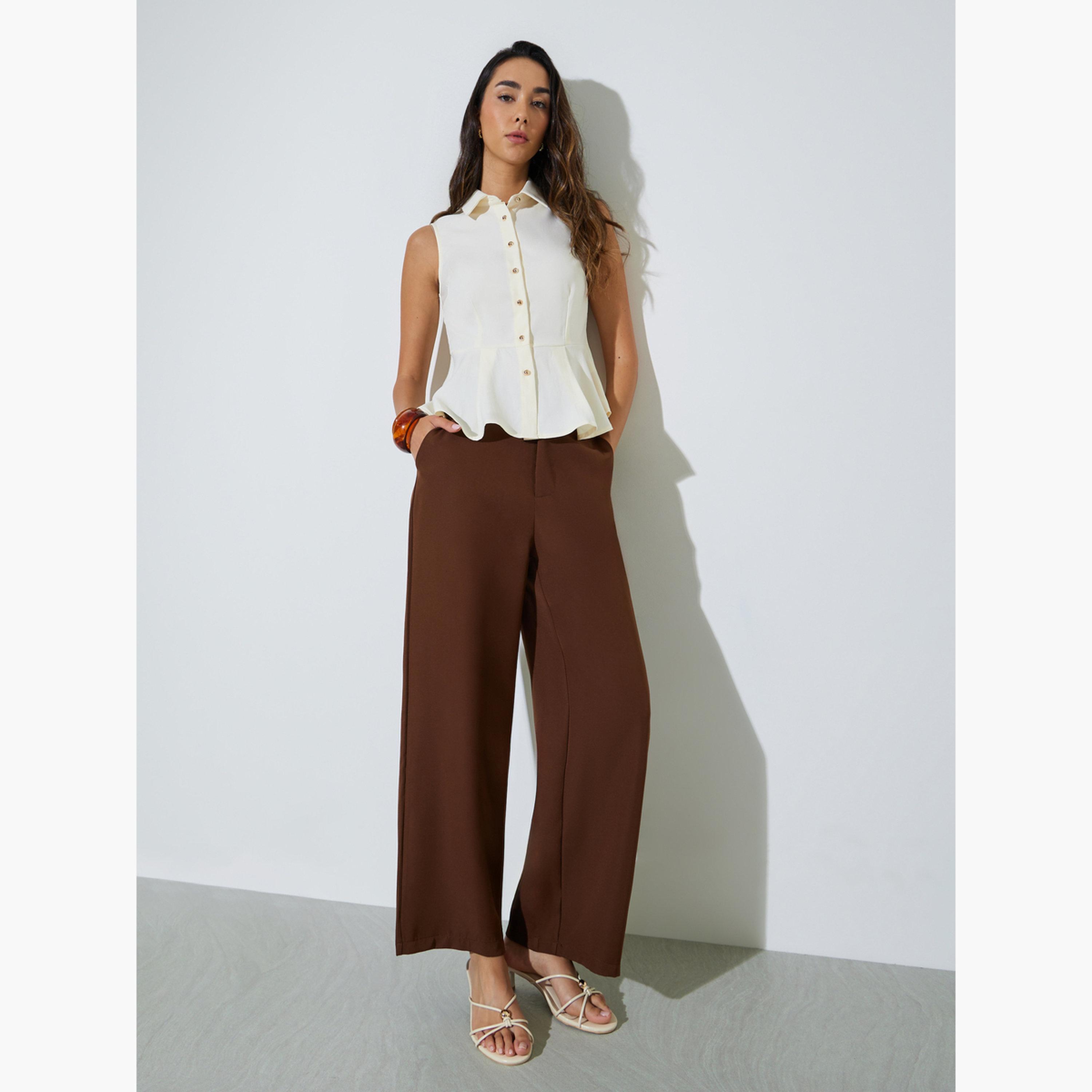 بلوزة بيبلم بدون أكمام وياقة سادة-women-clothing-shirtsandblouses-blouses-image-2