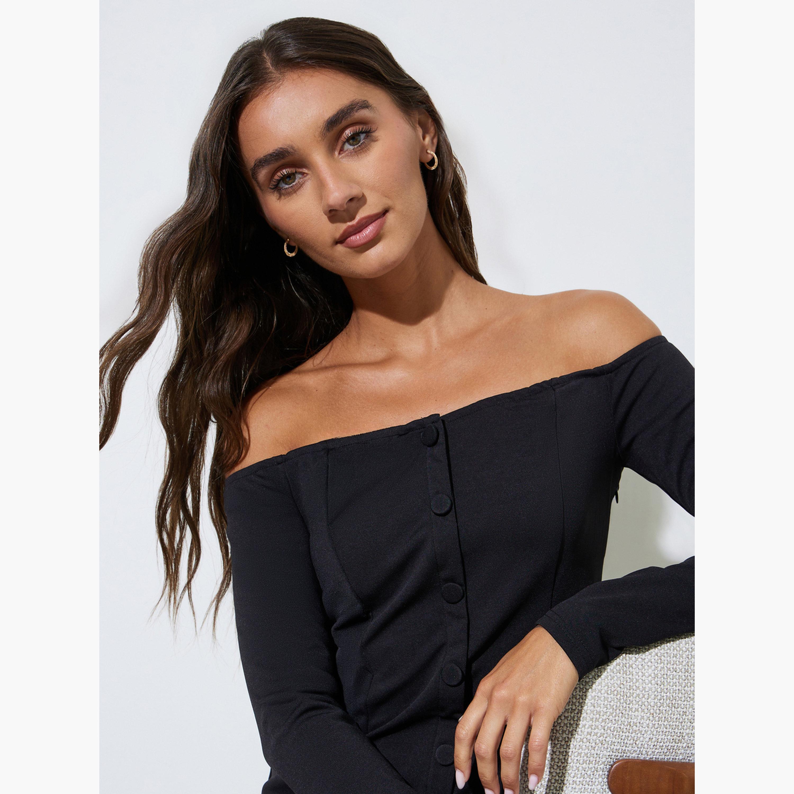 بلوزة محبوكة بأكتاف مكشوفة وأكمام طويلة-women-clothing-shirtsandblouses-blouses-image-3