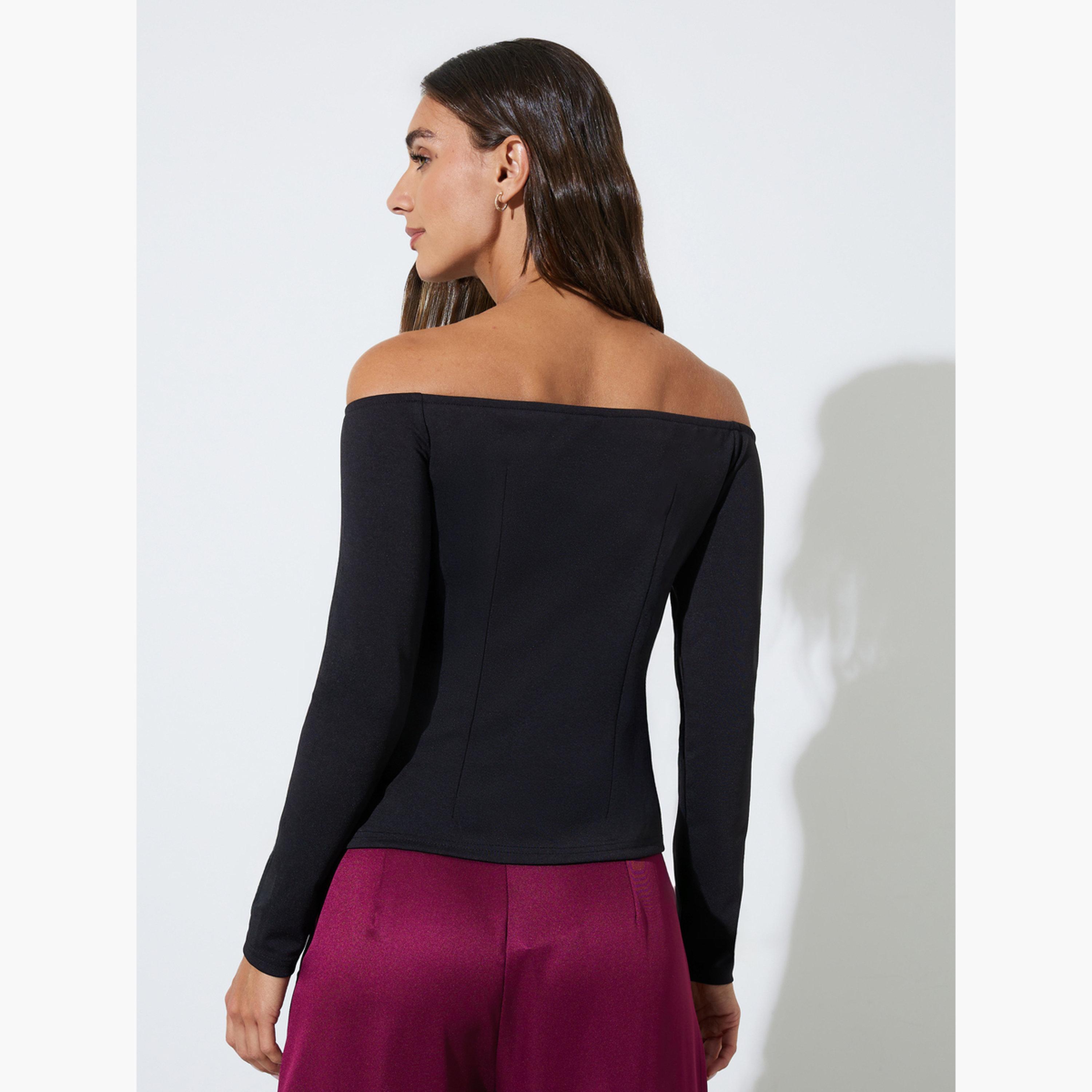 بلوزة محبوكة بأكتاف مكشوفة وأكمام طويلة-women-clothing-shirtsandblouses-blouses-image-4
