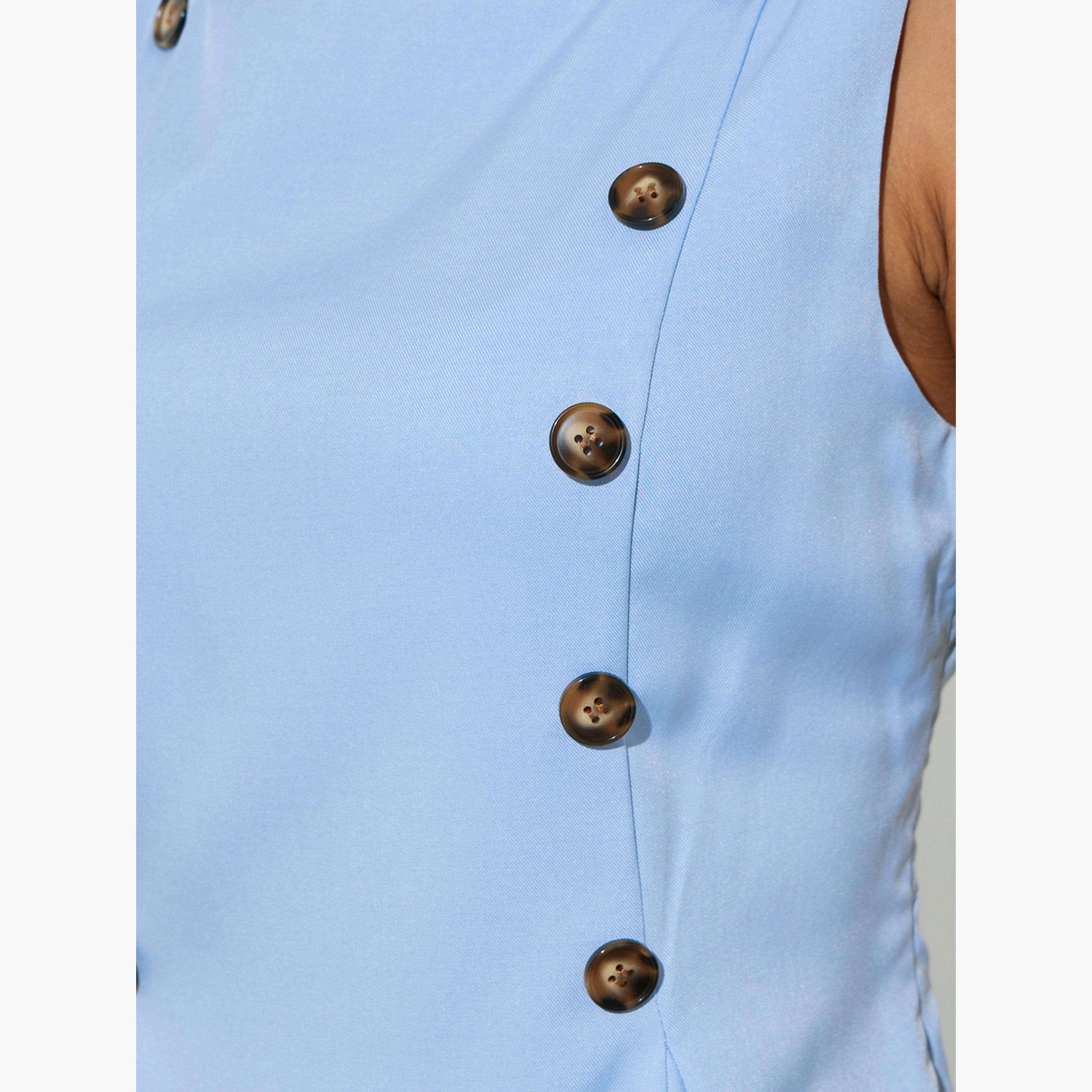 بلوزة بلا أكمام بحافة بيبلوم وتفاصيل أزرار-women-clothing-shirtsandblouses-blouses-image-5