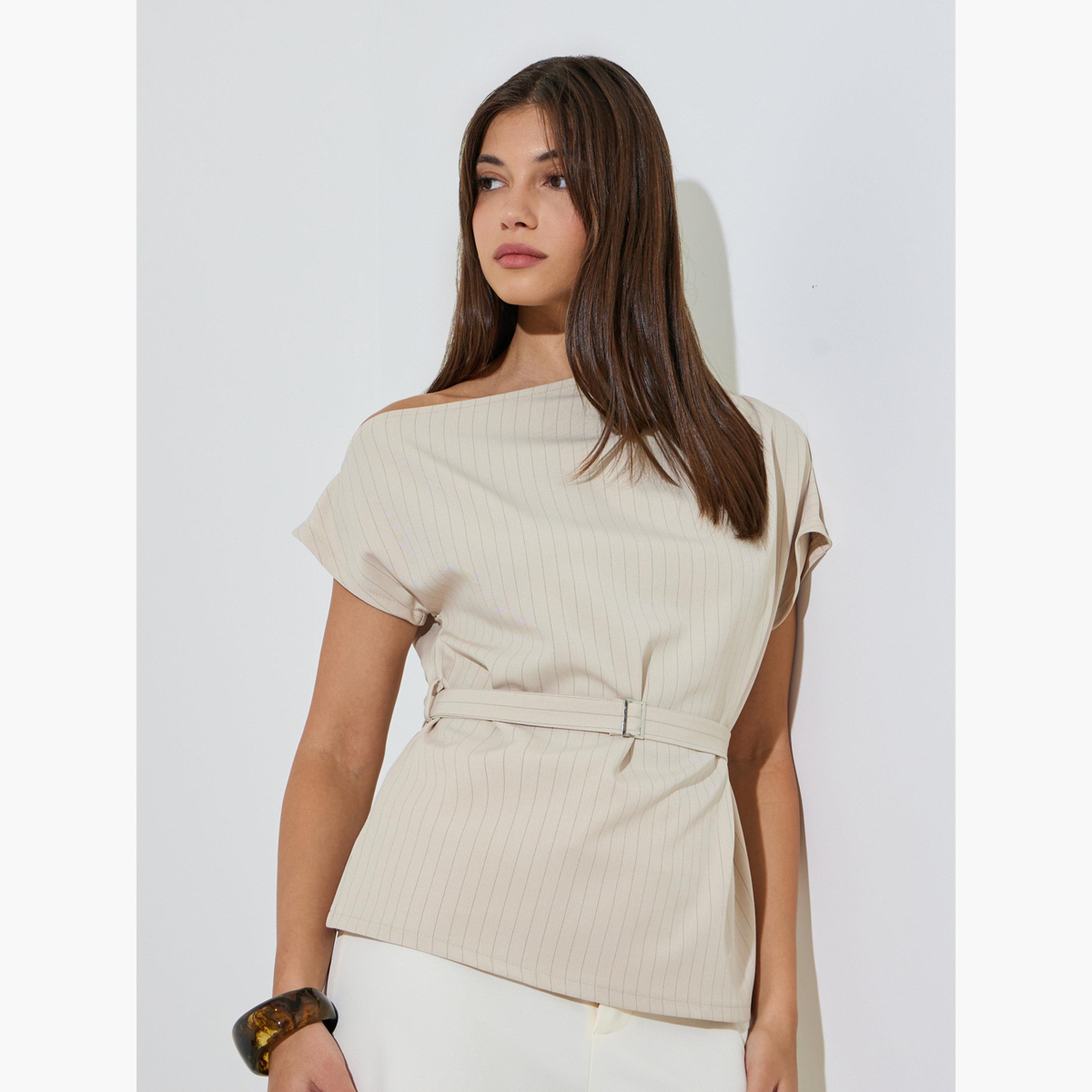 بلوزة بحزام وخطوط رفيعة-women-clothing-shirtsandblouses-blouses-image-1