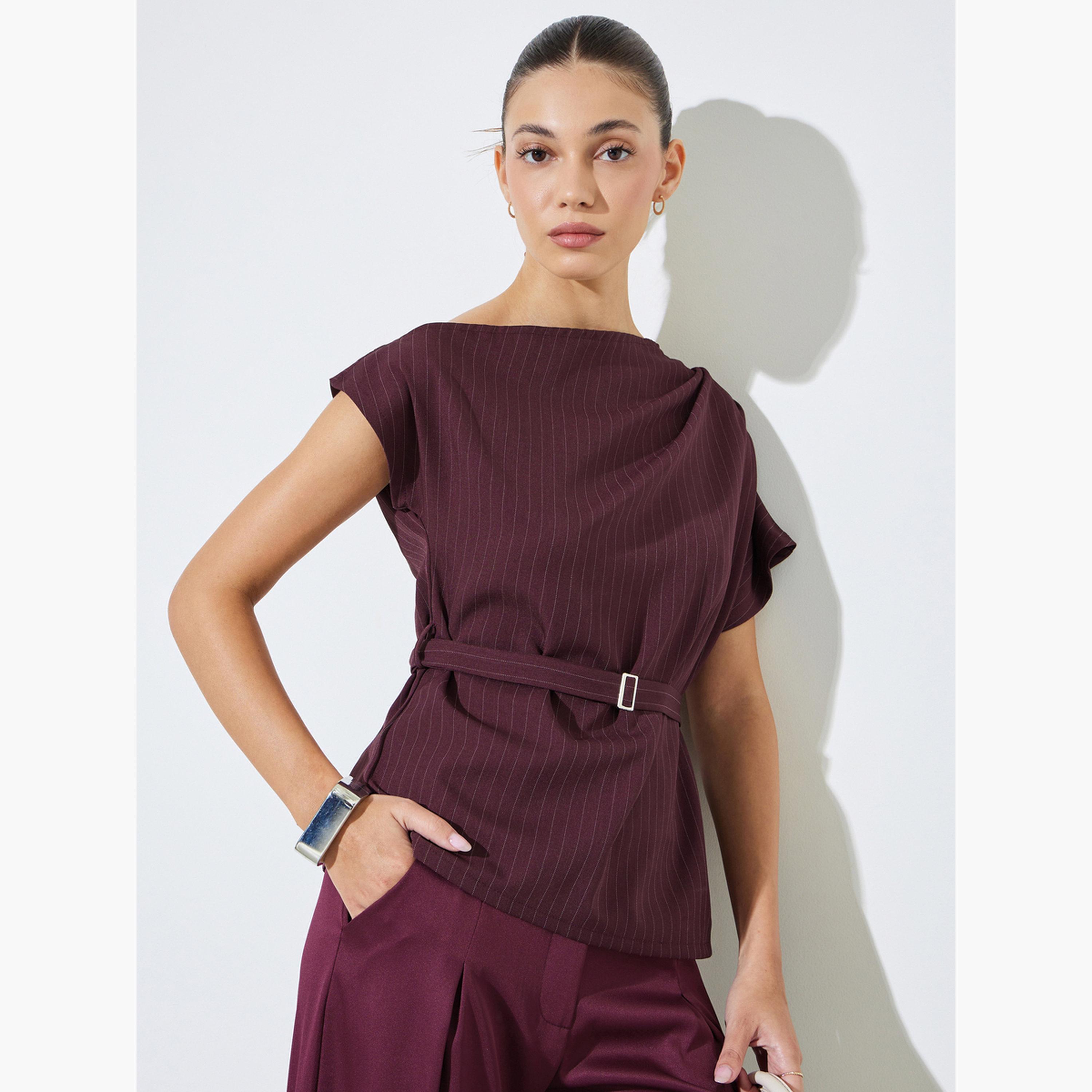 بلوزة بحزام وخطوط رفيعة-women-clothing-shirtsandblouses-blouses-image-3