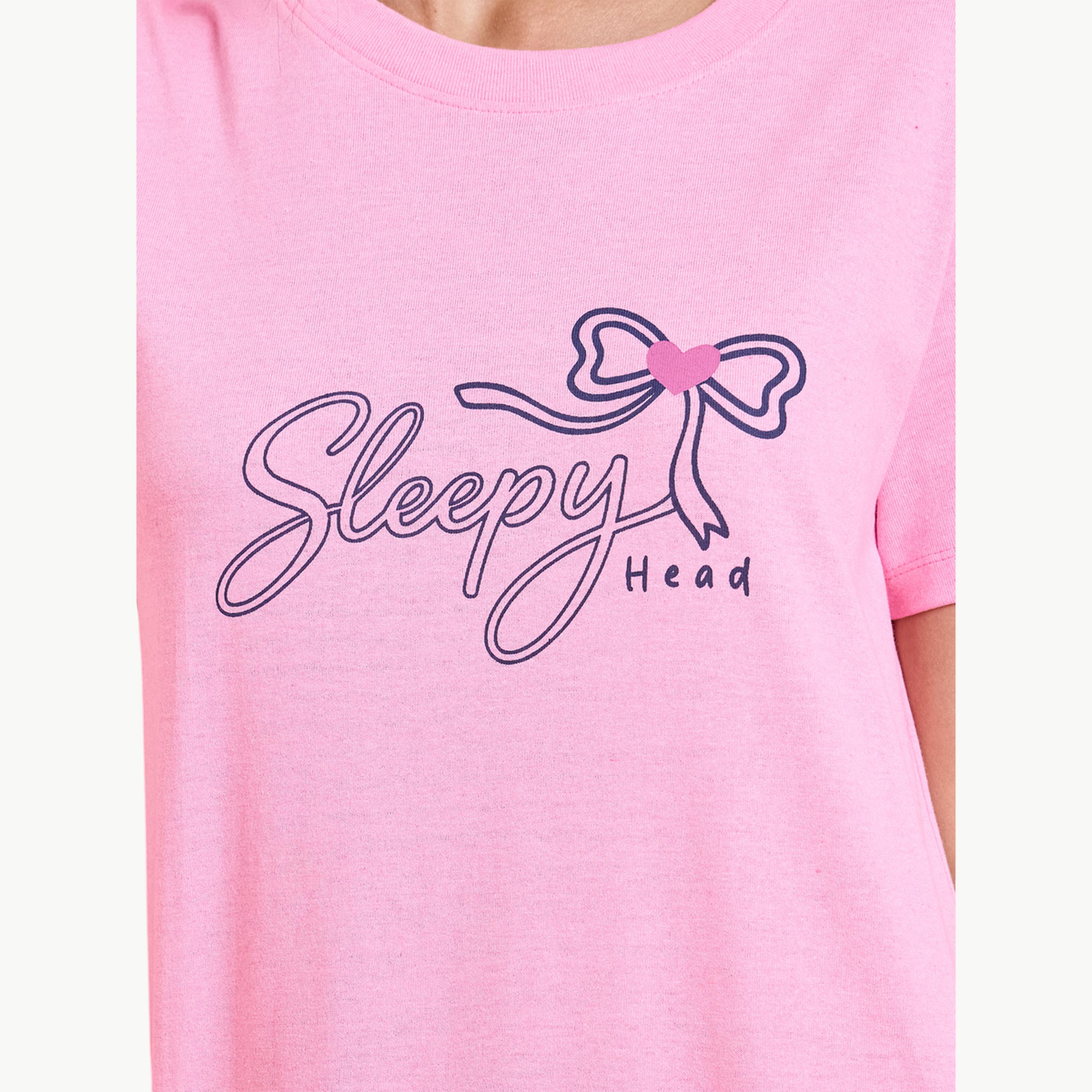 قميص نوم على شكل فستان تيشيرت بطبعة جرافيك وعقدة فراشة عبوة من قطعتين-women-clothing-nightwear-nighties-image-6