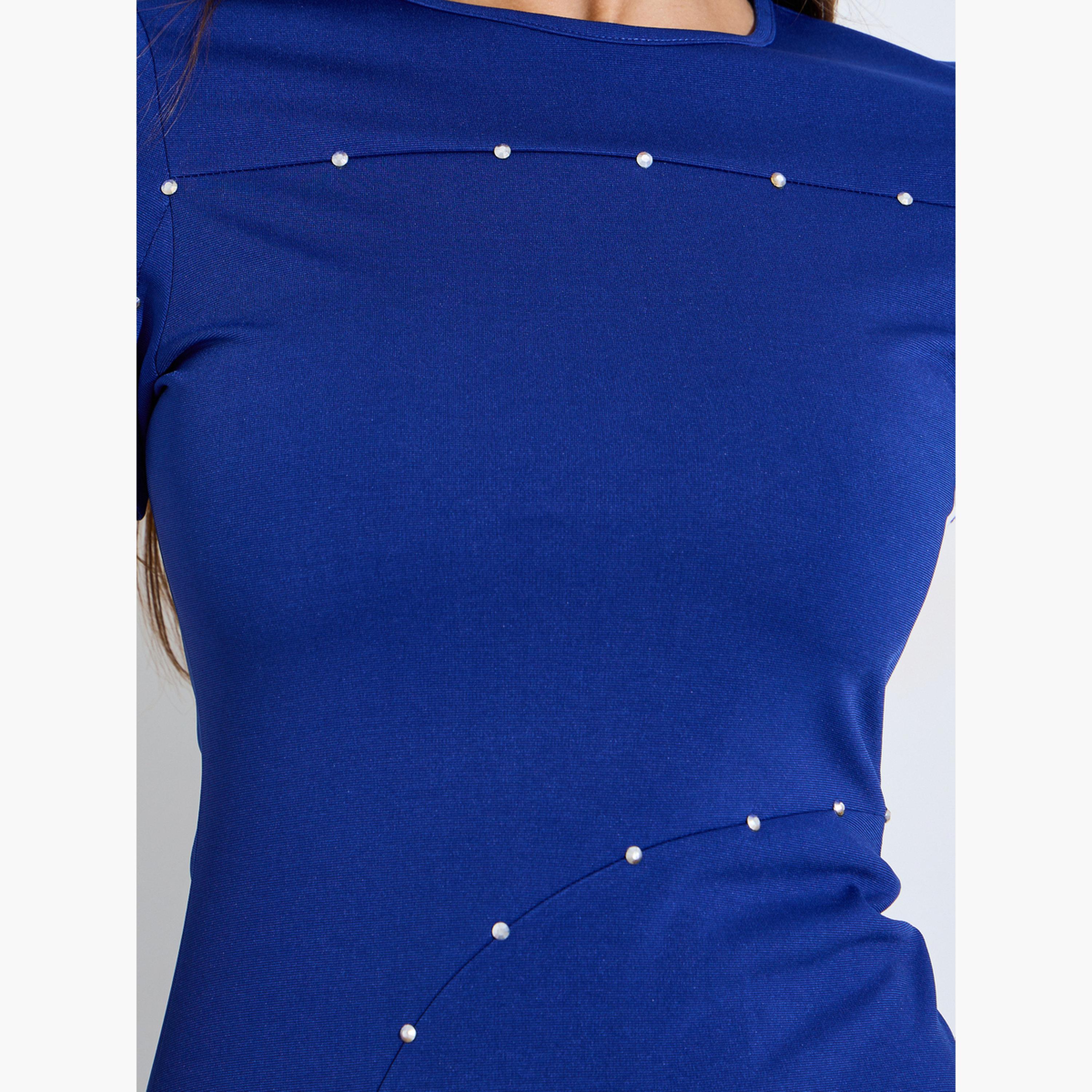 فستان ميدي بحافة واسعة وفتحة جانبية-women-clothing-dresses-image-6