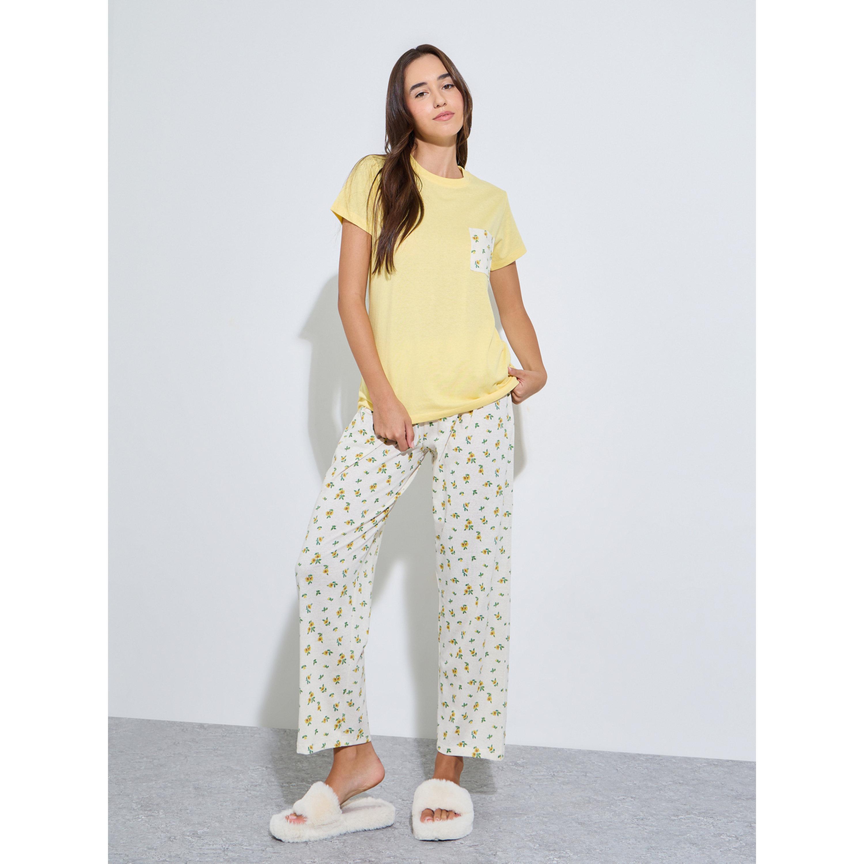 Styli Pack of 3 - Floral Pocket T-Shirt, Shorts and Pyjama Set-women-clothing-nightwear-pyjamas-longsets-image-2