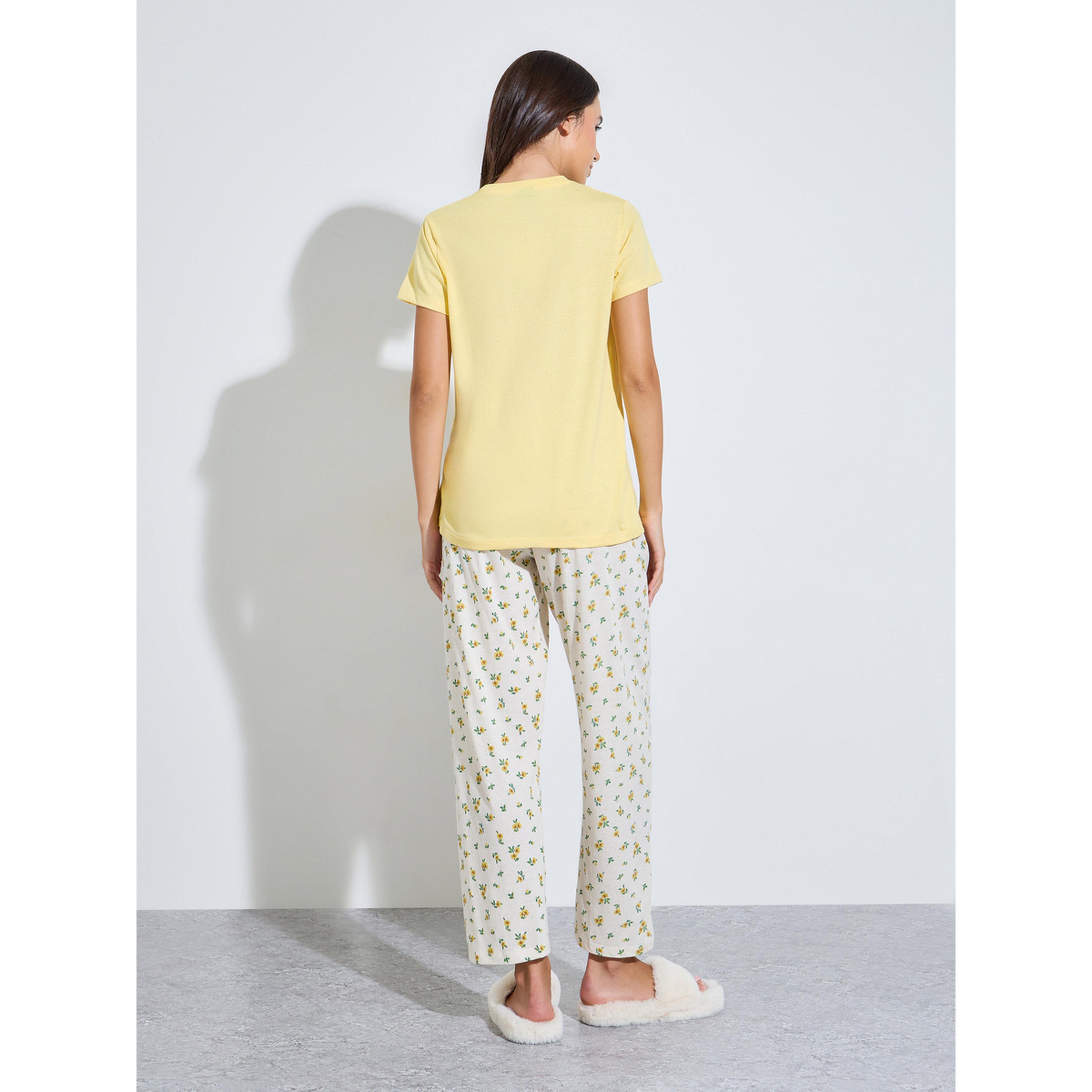 Styli Pack of 3 - Floral Pocket T-Shirt, Shorts and Pyjama Set-women-clothing-nightwear-pyjamas-longsets-image-5