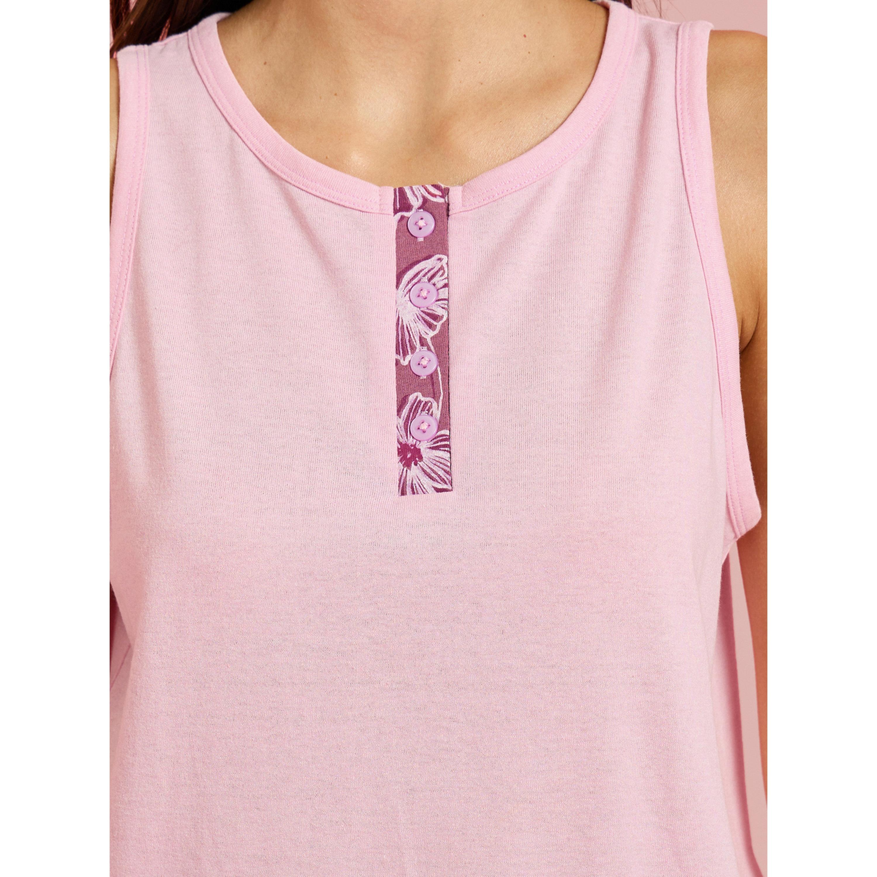 طقم بيجاما من فيست وأزرار وشورت بطبعة زهور 3 قطع-women-clothing-nightwear-pyjamas-longsets-image-8